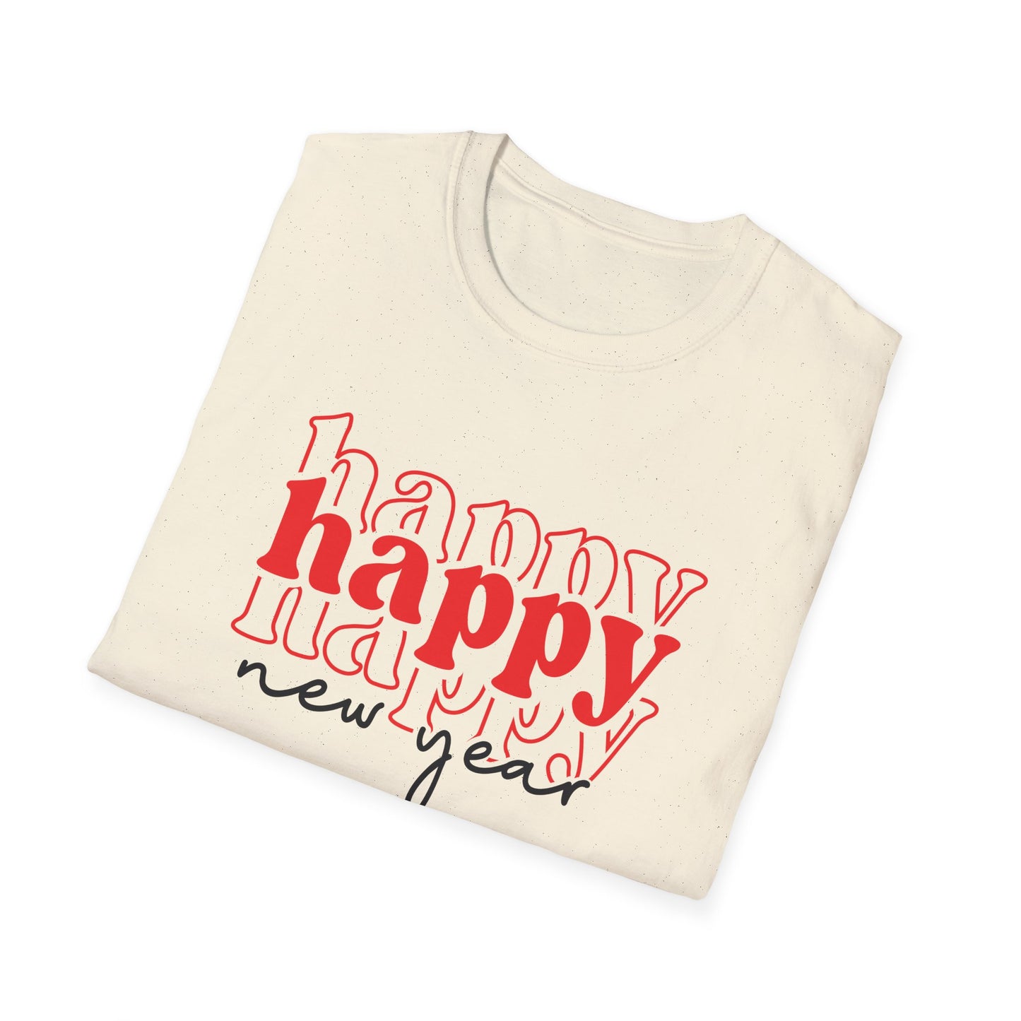 New Year "Happy" T-Shirt — Festive Red Typography Tee