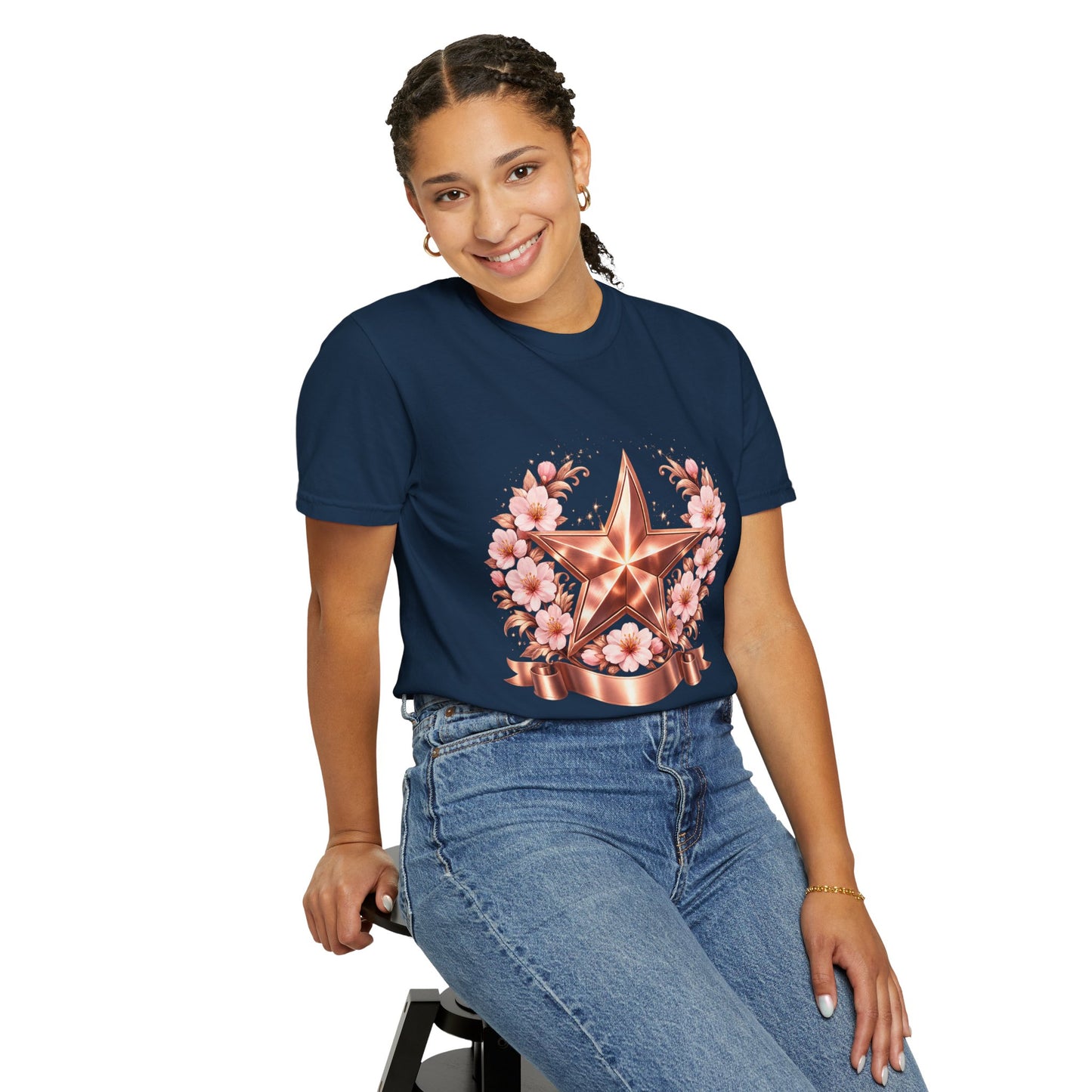 Rose Gold Floral Star T-Shirt