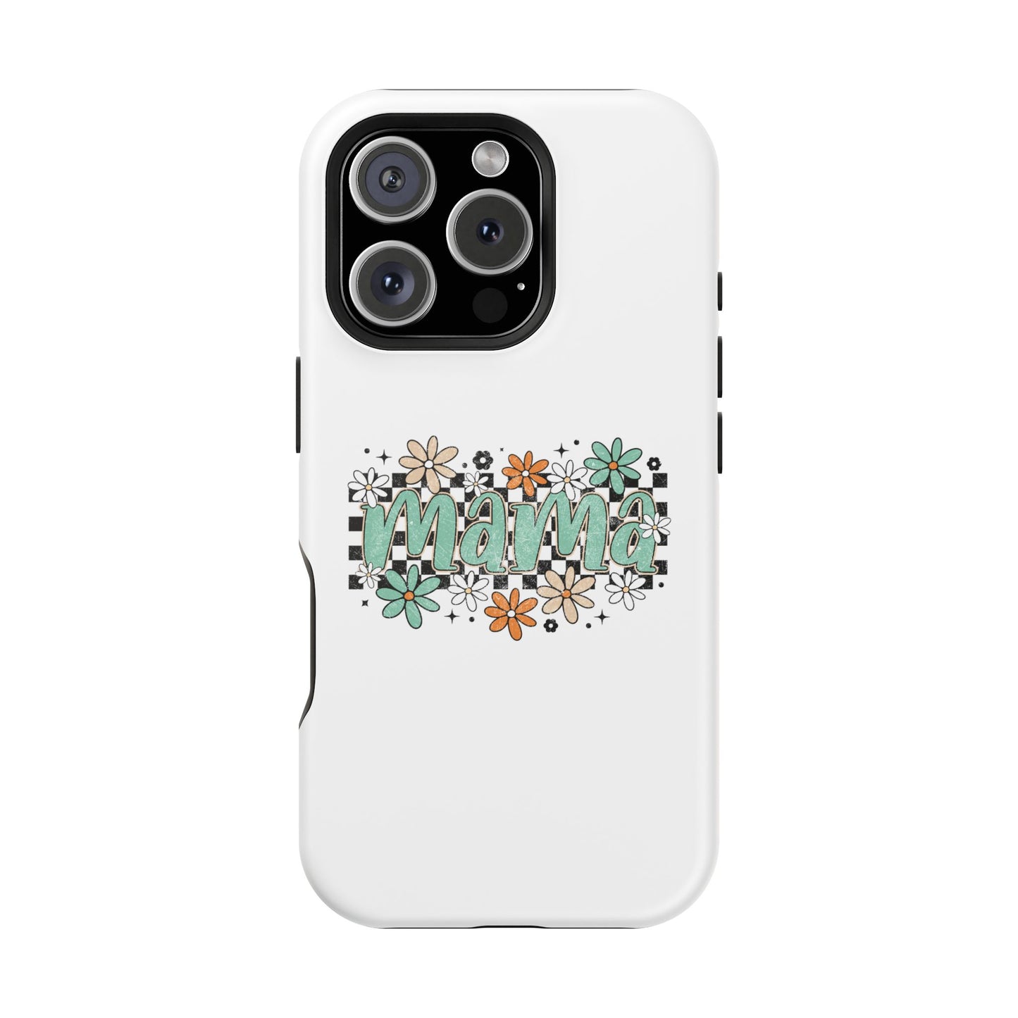 Mama floral checkerboard phone case | Magnetic impact-resistant case