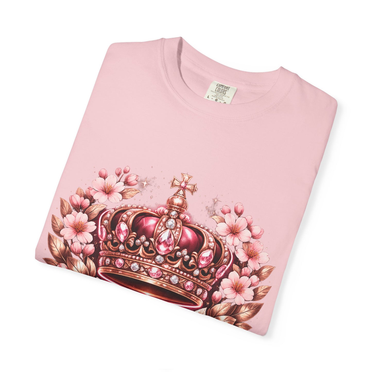Pink Floral Crown T-Shirt — Royal Blossom Graphic Tee