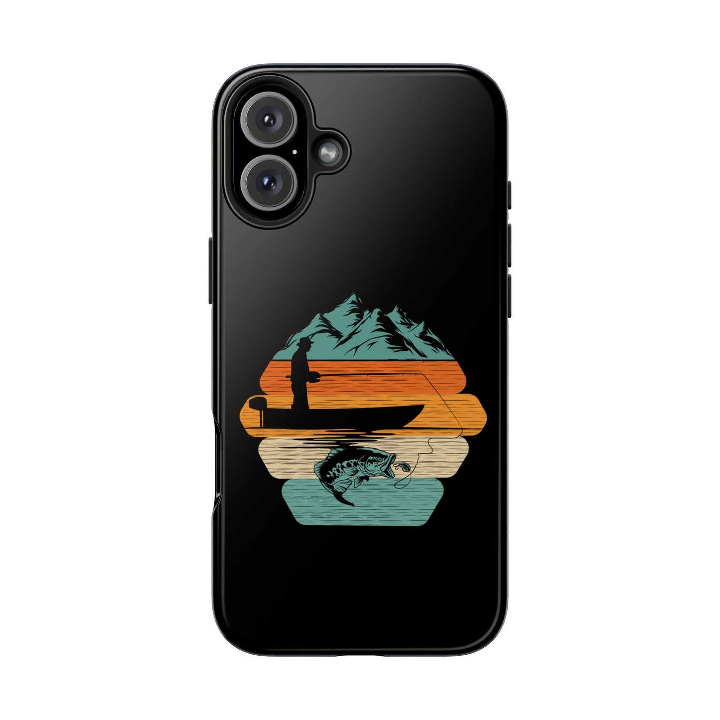 Retro Fishing Sunset Phone Case | Bass Boat Angler Design