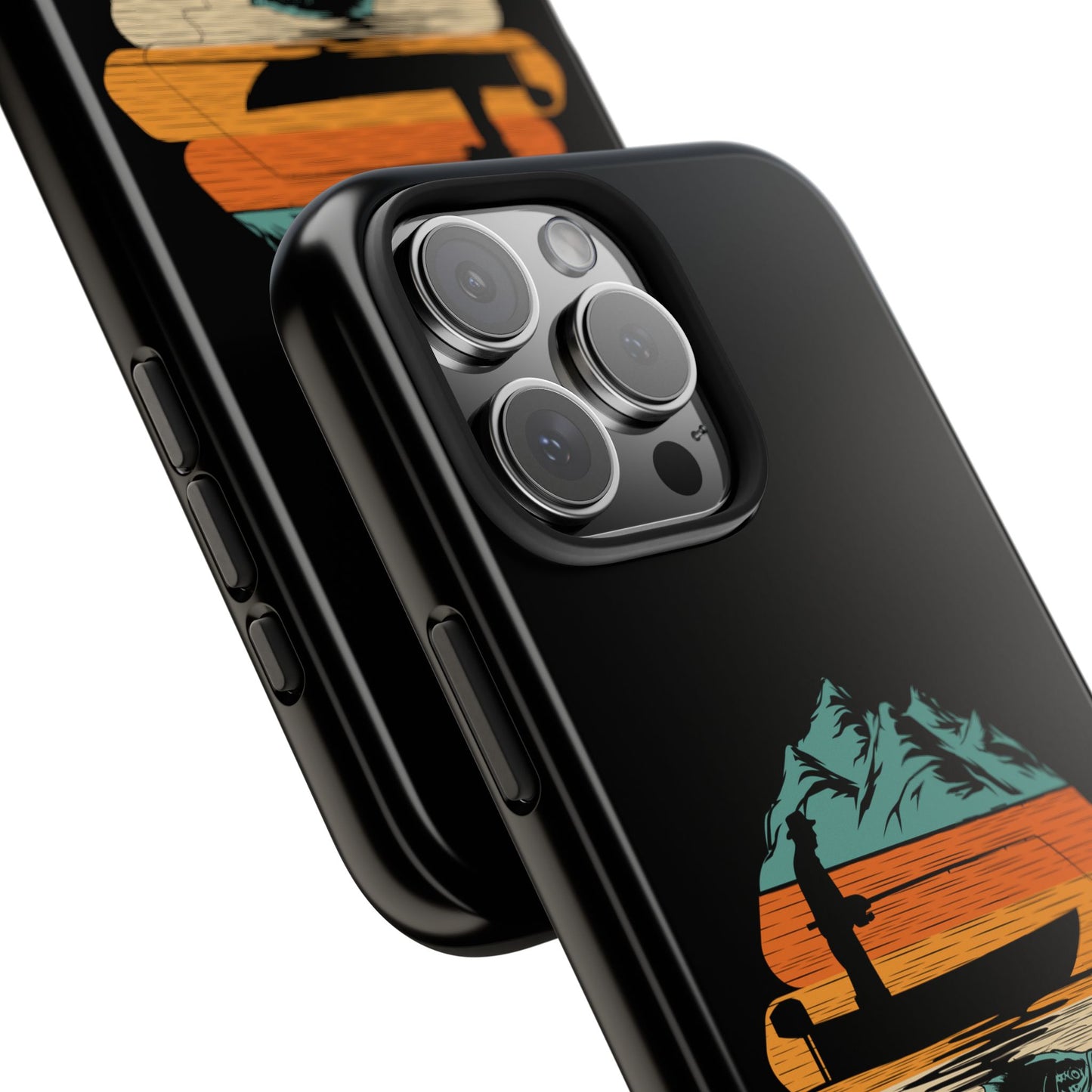 Retro Fishing Sunset Phone Case | Bass Boat Angler Design