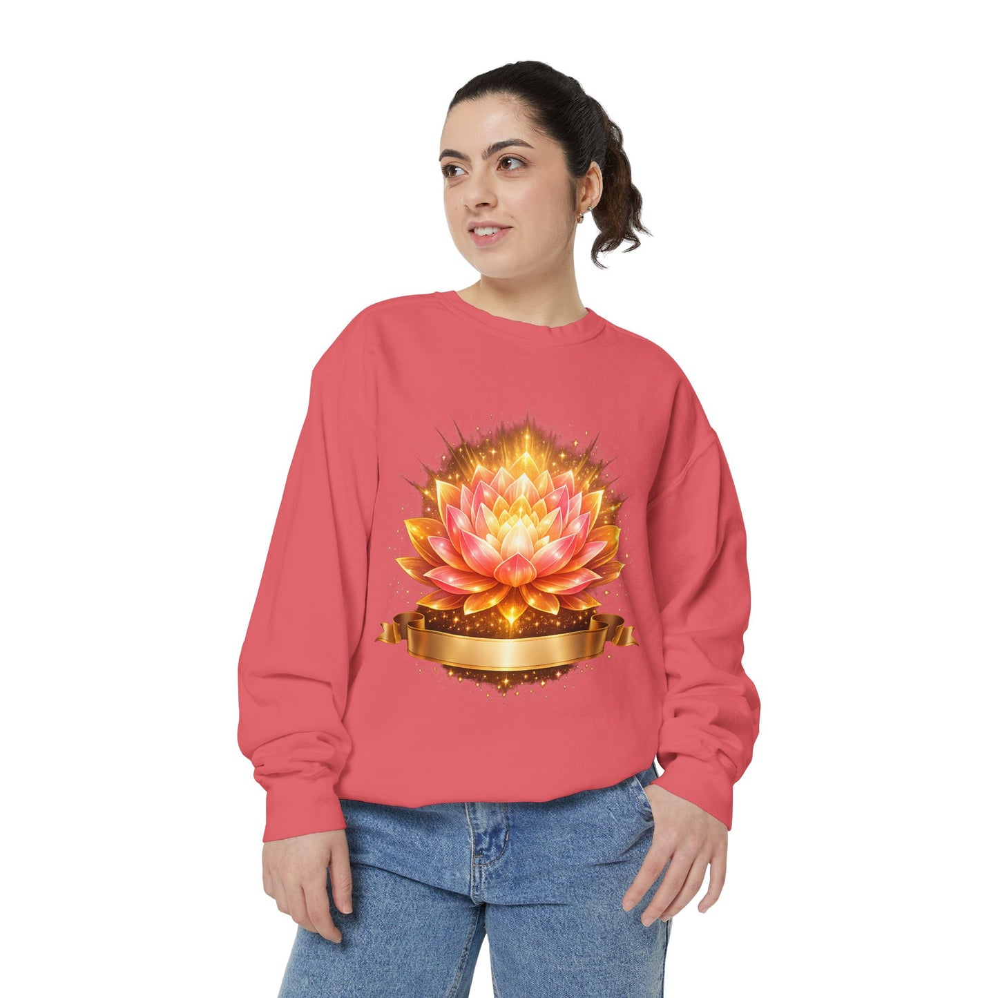 Lotus Glow Sweatshirt — Golden Floral Chakra Crewneck