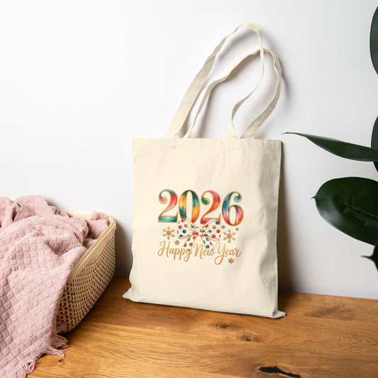2026 Happy New Year Tote Bag | New Year Celebration Canvas Tote
