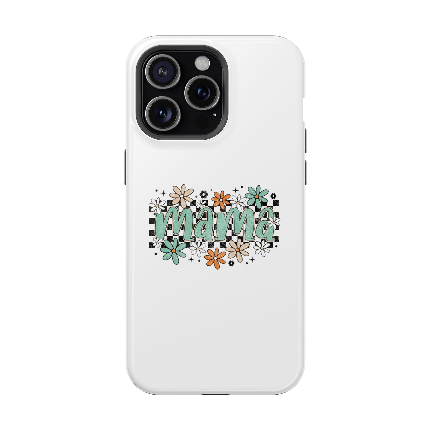 Mama floral checkerboard phone case | Magnetic impact-resistant case