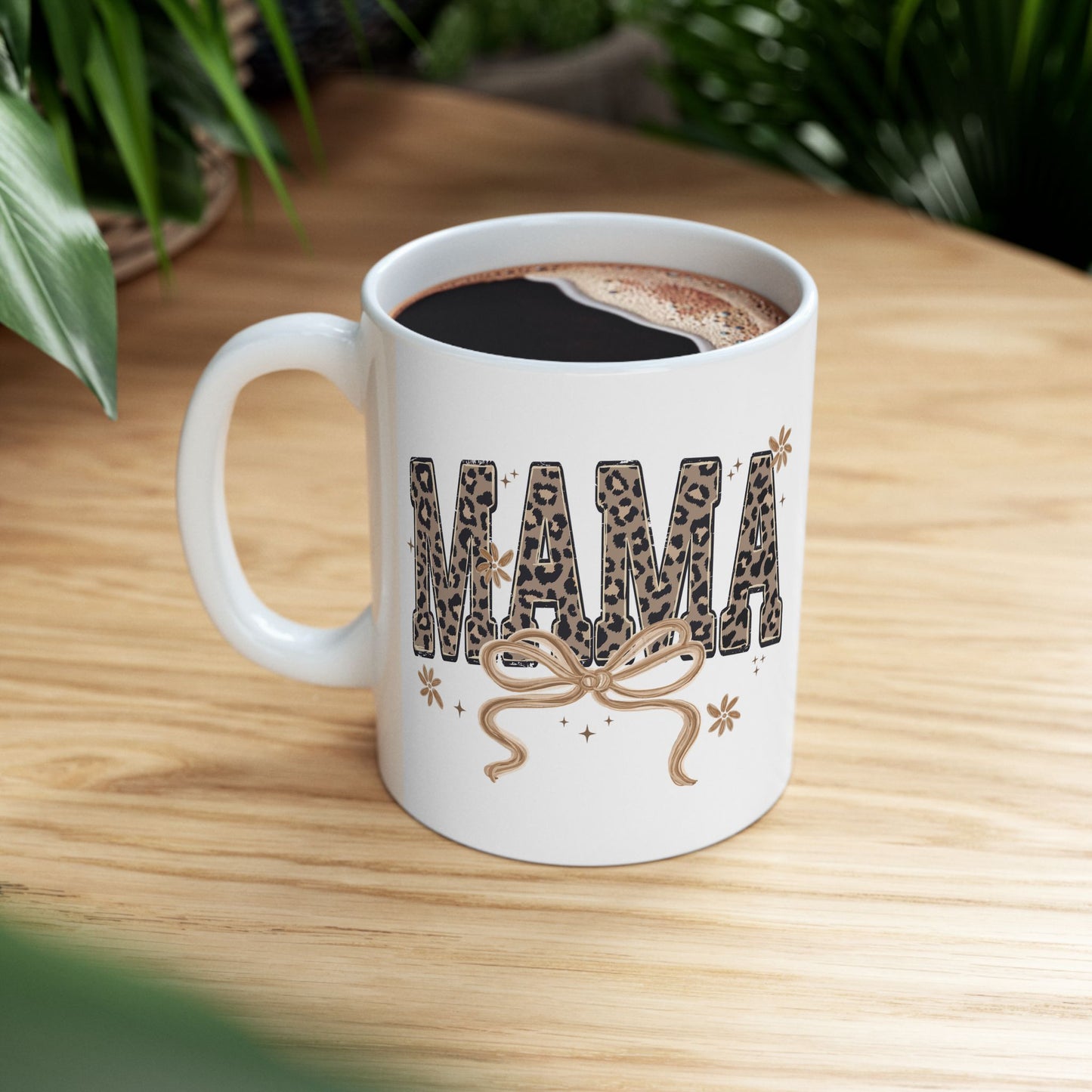 Mama Leopard Print Typography Mug | Ceramic Coffee Cup 11oz 15oz