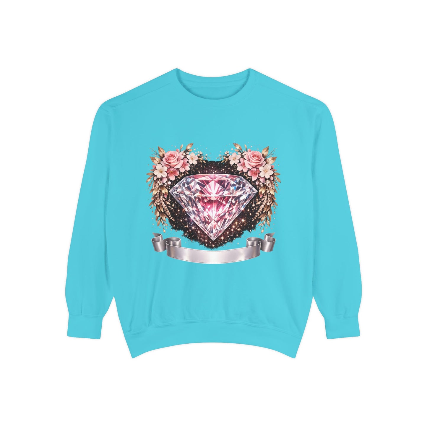 Diamond Floral Sweatshirt — Pink Gem Graphic Crewneck