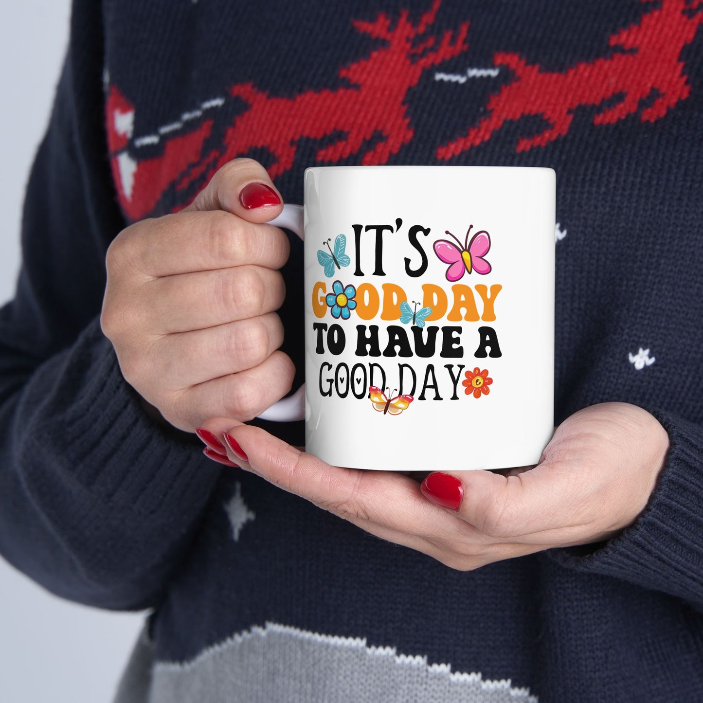 Good Day To Be A Grandma Mug | Floral Butterflies Ceramic Coffee Cup