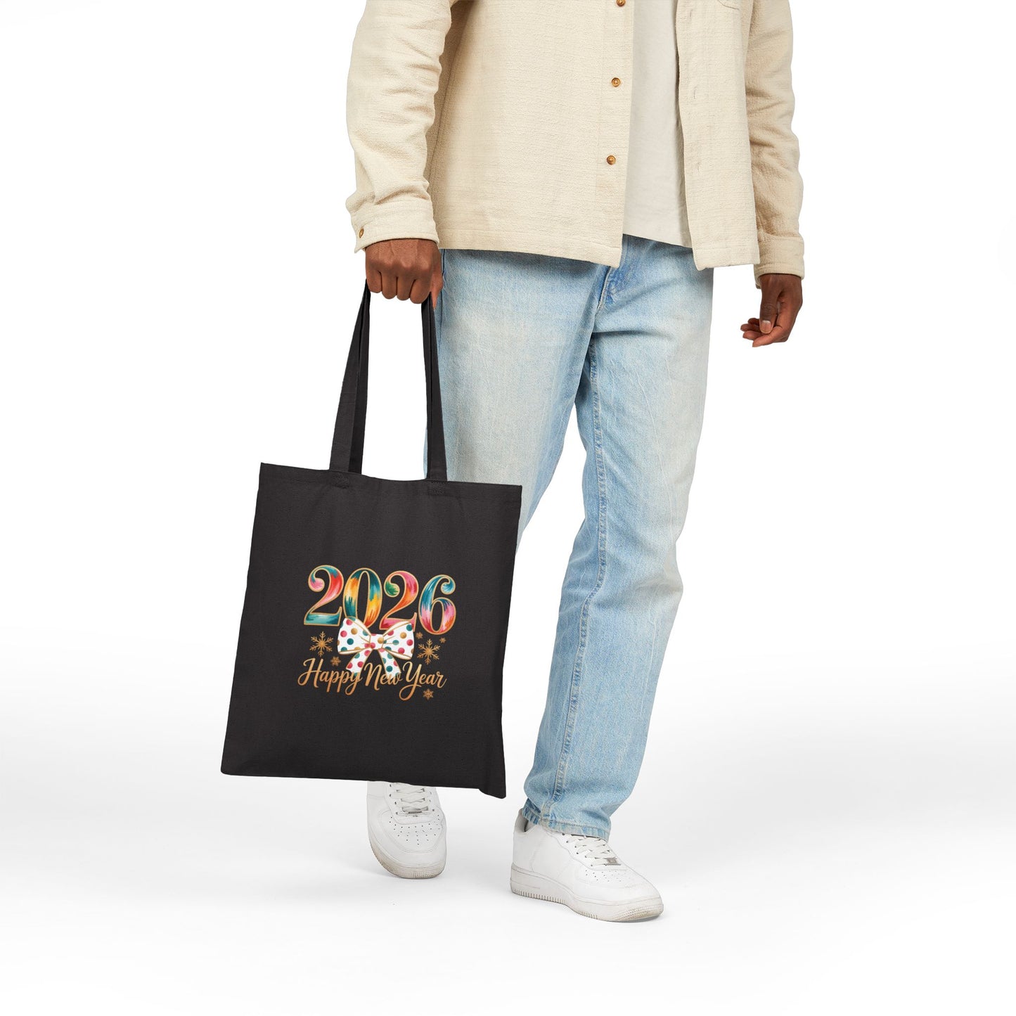 2026 Happy New Year Tote Bag | New Year Celebration Canvas Tote