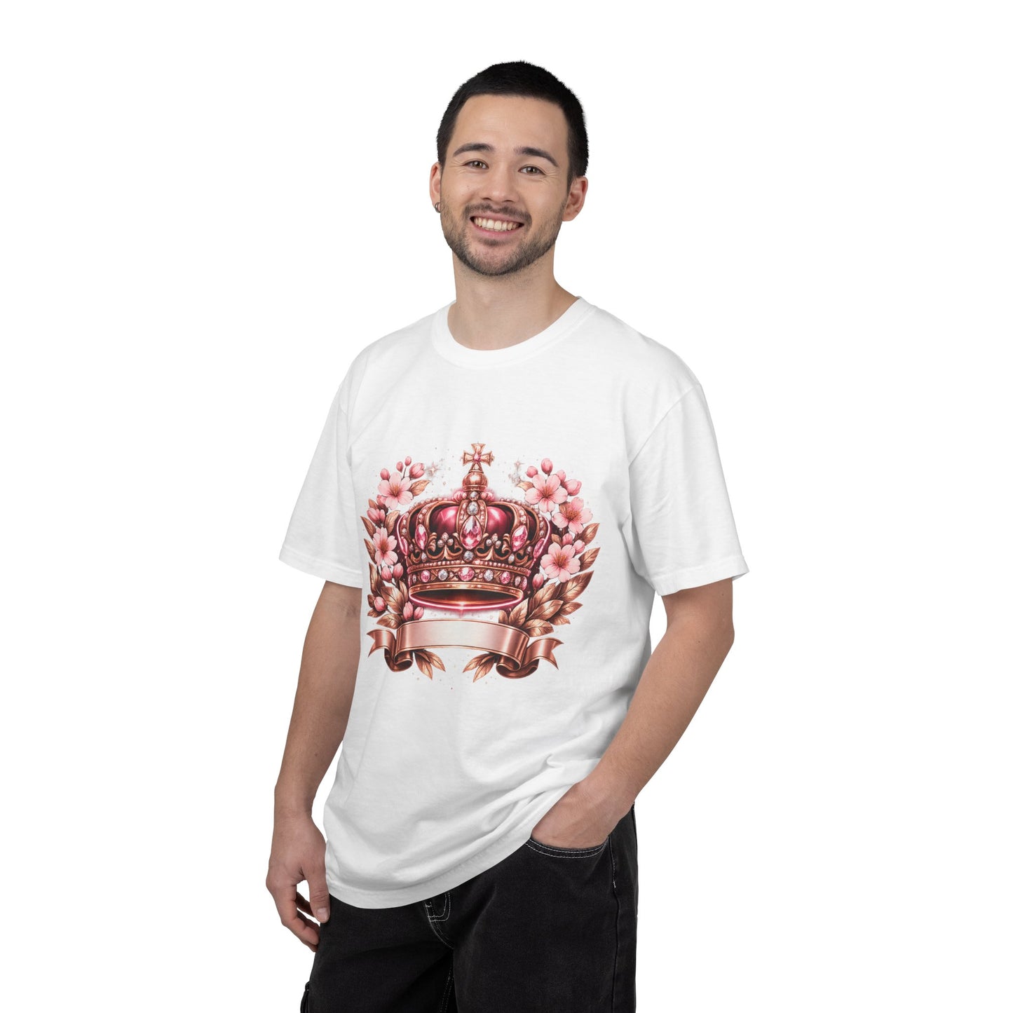 Pink Floral Crown T-Shirt — Royal Blossom Graphic Tee
