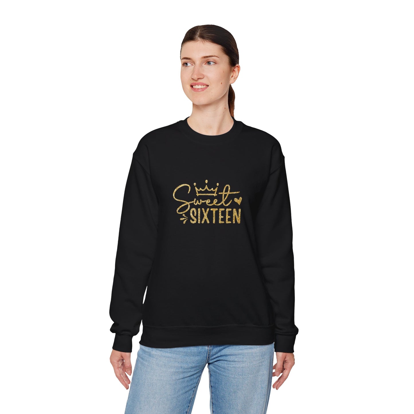 Sweet Sixteen sweatshirt | gold script birthday crewneck