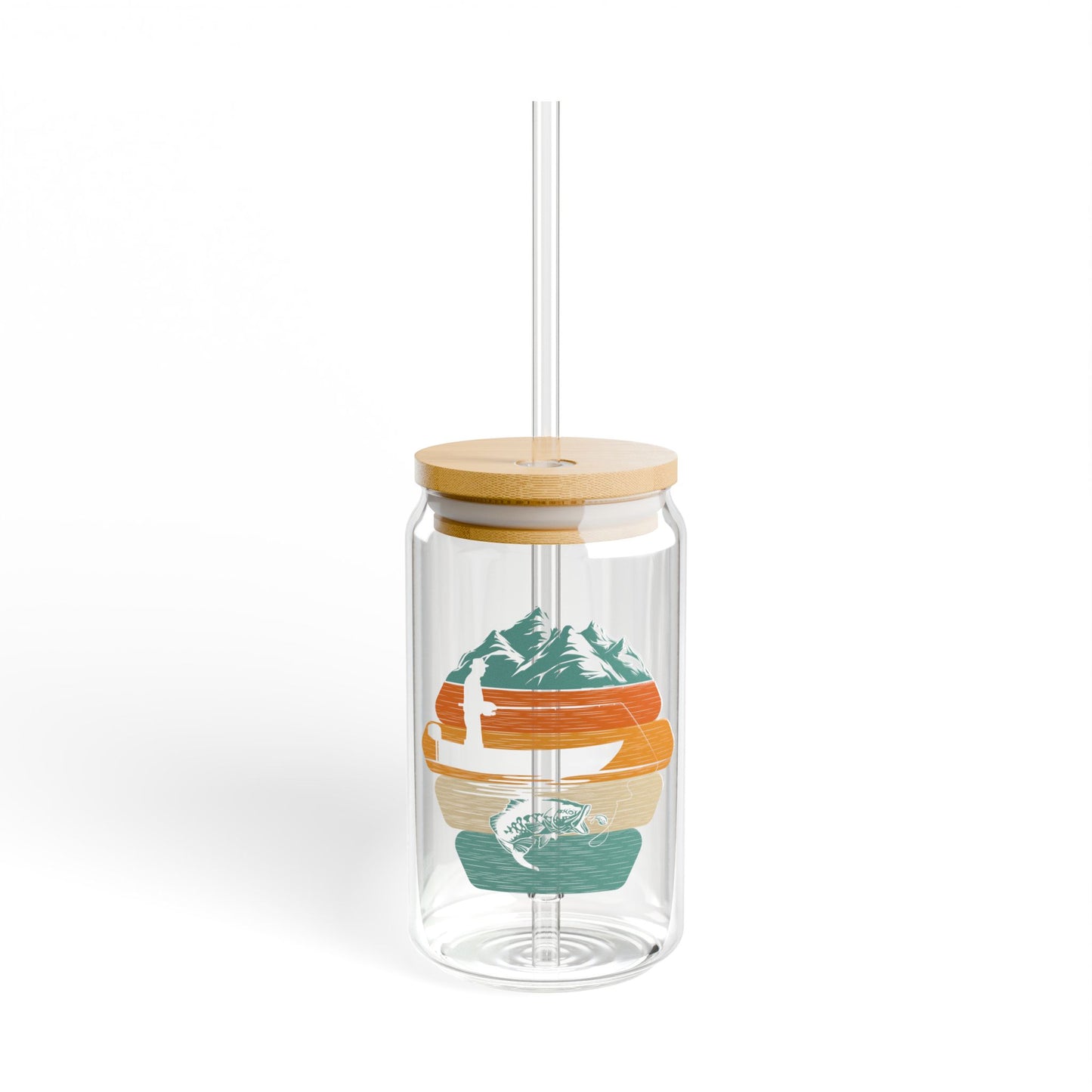 Retro Sunset Mountain Sipper Glass | 16oz