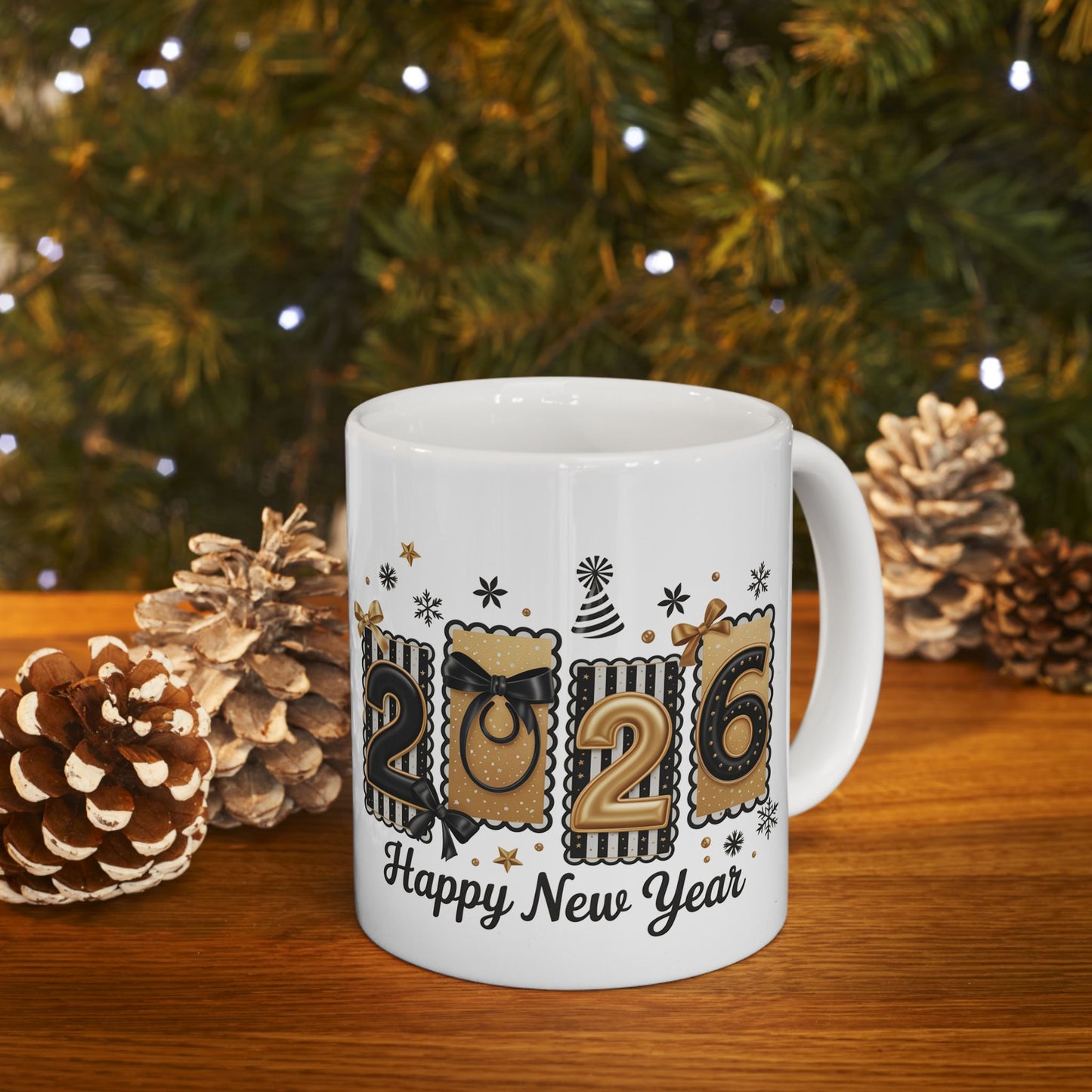 Happy New Year 2026 Mug | Champagne Gold Celebration Ceramic Mug