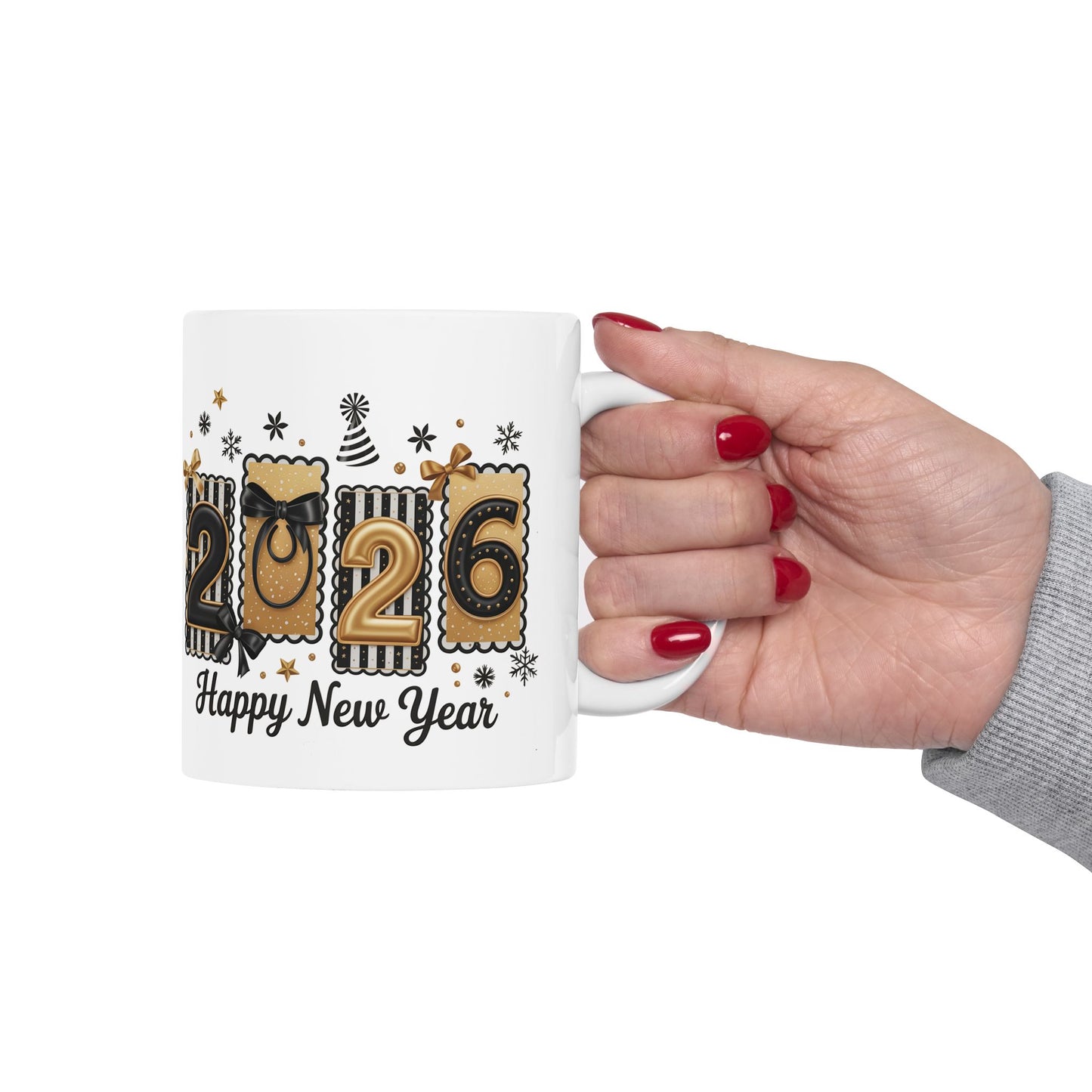 Happy New Year 2026 Mug | Champagne Gold Celebration Ceramic Mug
