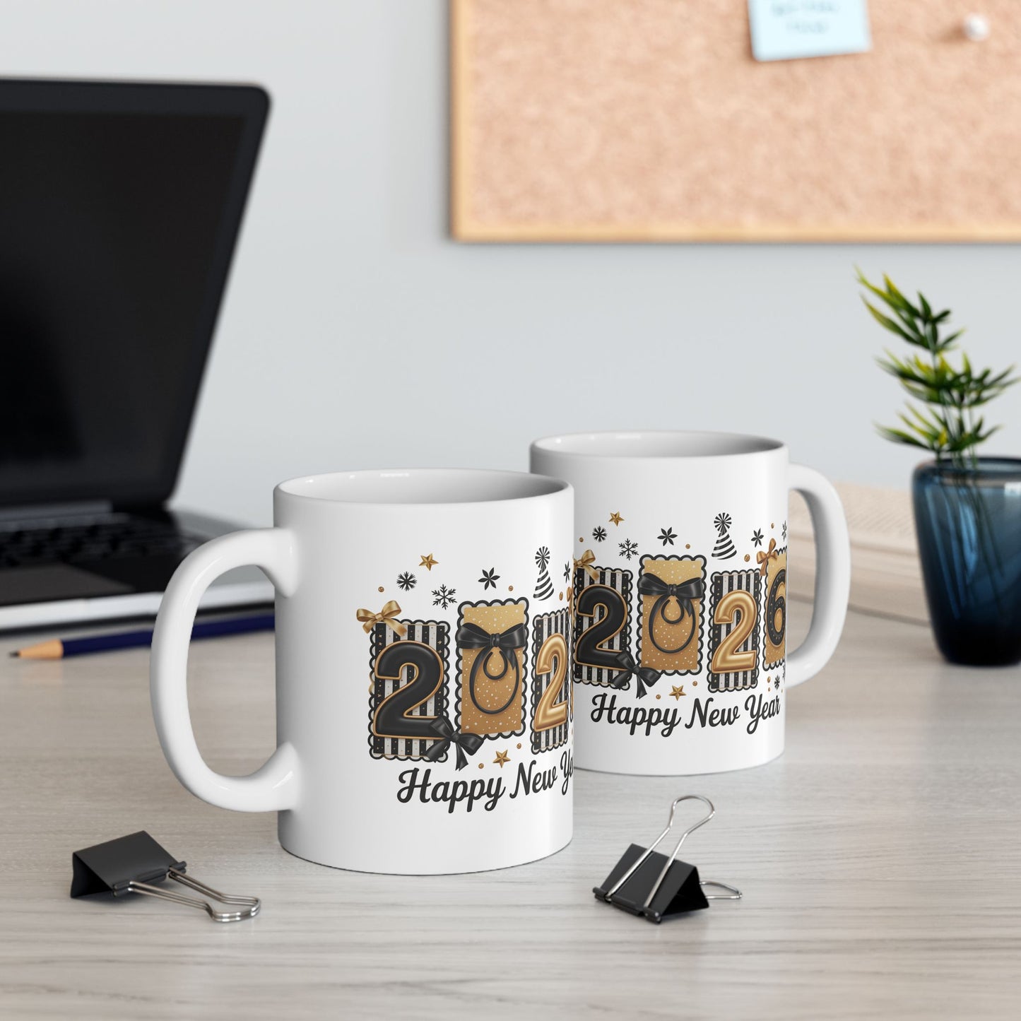 Happy New Year 2026 Mug | Champagne Gold Celebration Ceramic Mug