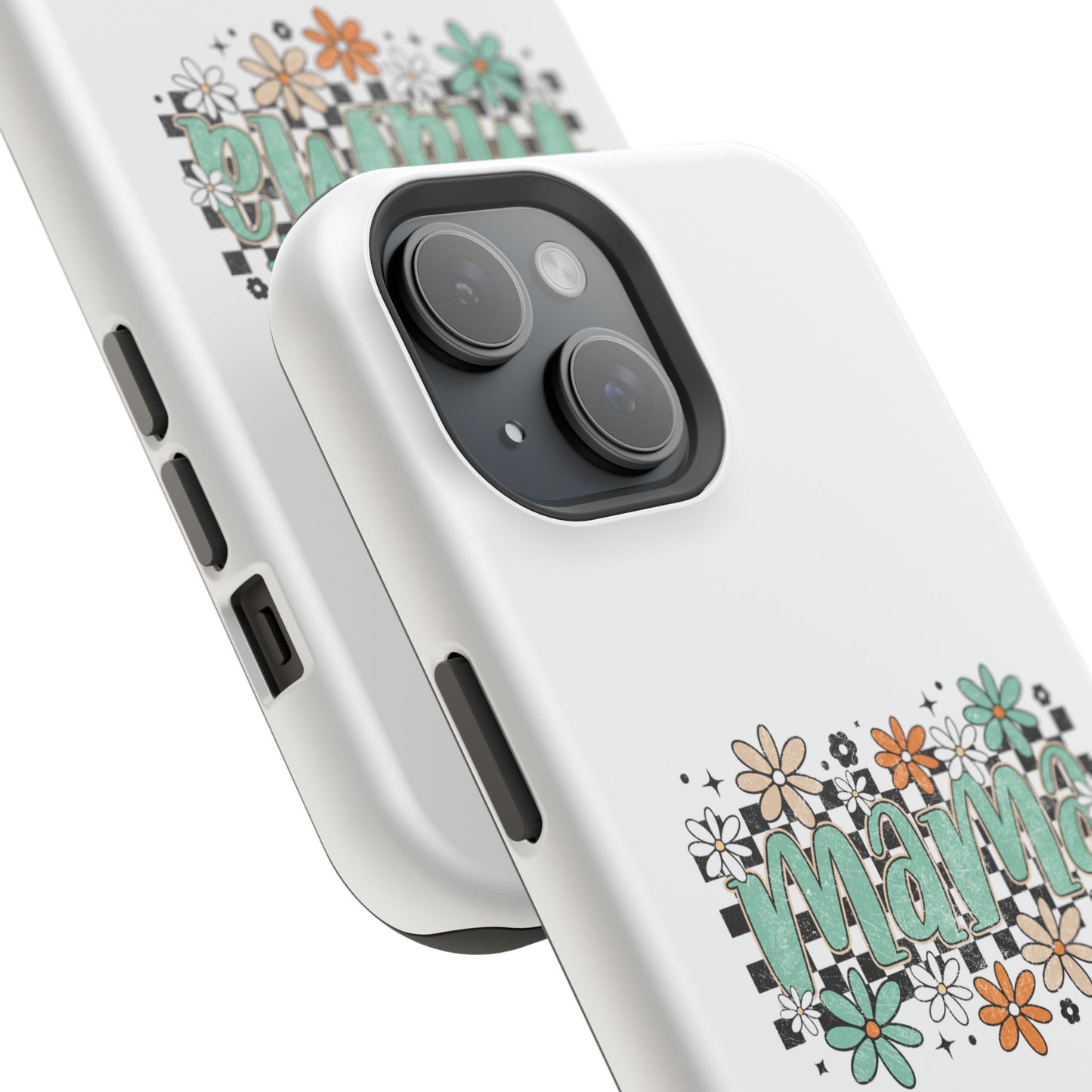 Mama floral checkerboard phone case | Magnetic impact-resistant case