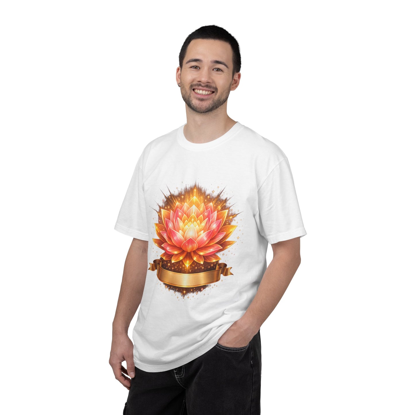 Lotus Bloom Graphic T-Shirt — Golden Floral Mandala Tee