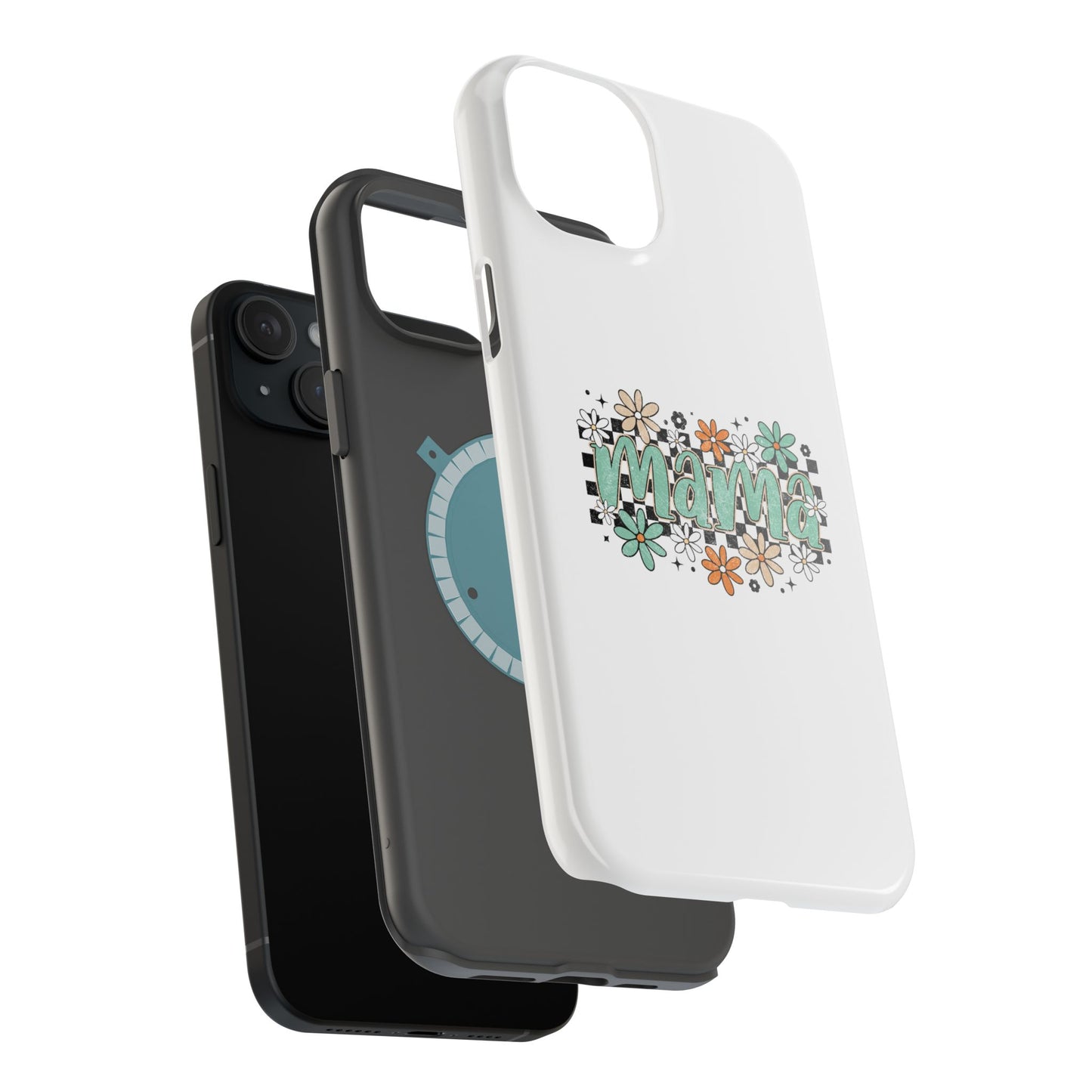 Mama floral checkerboard phone case | Magnetic impact-resistant case