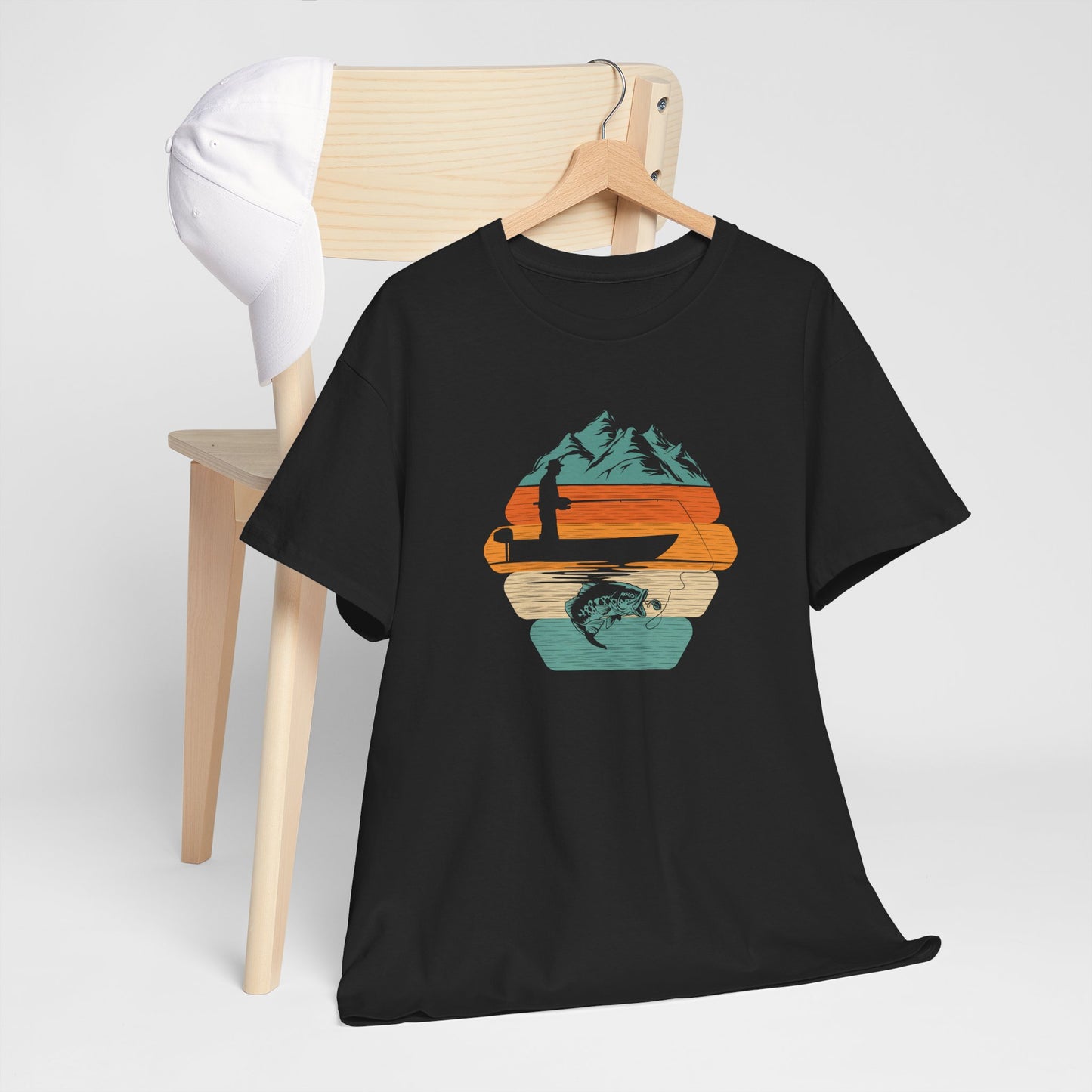 Retro Mountain Surf Tee — Vintage Sunset Waves Nature T-Shirt