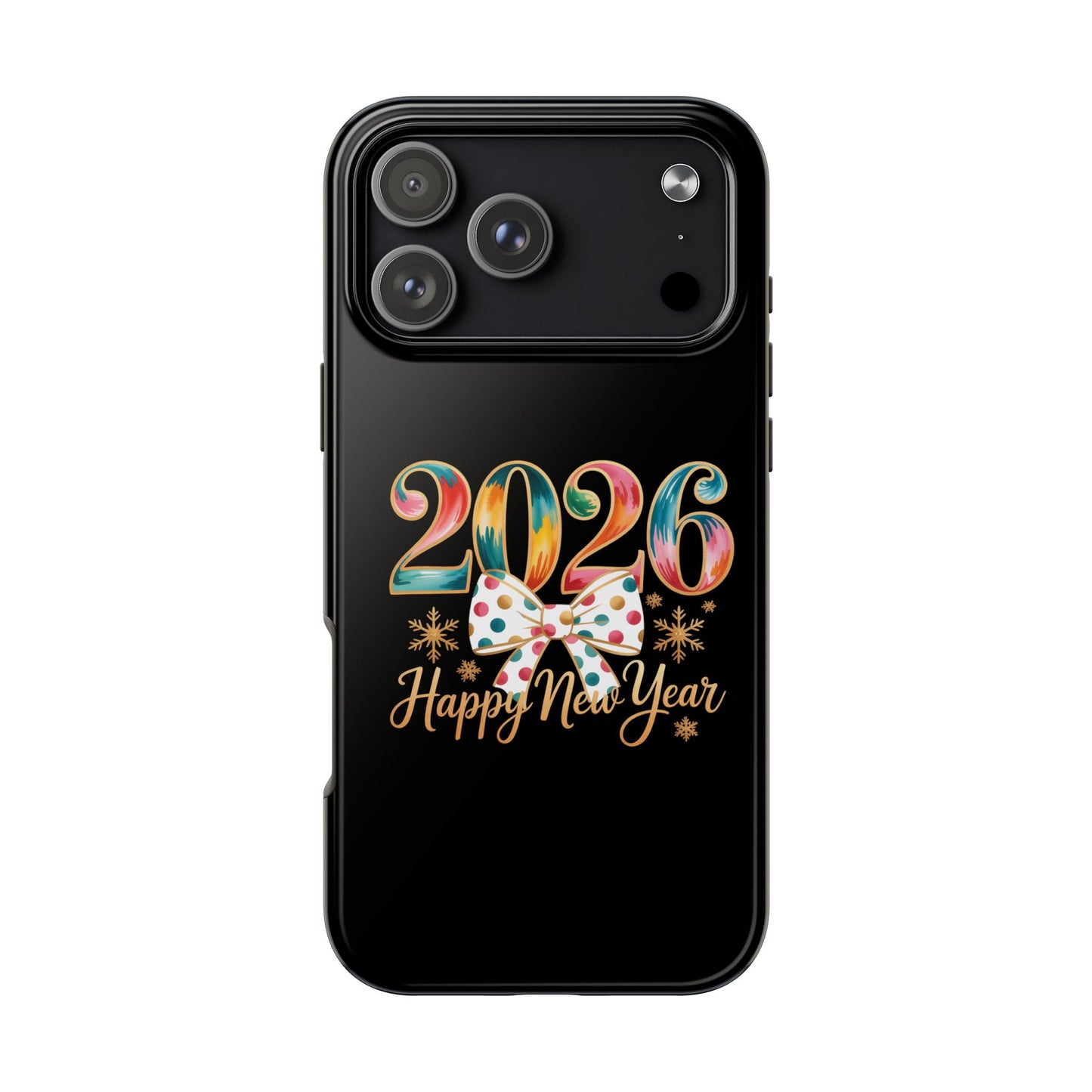 2026 Happy New Year Phone Case | Colorful Numbers, Polka Dot Bow, Sparkles