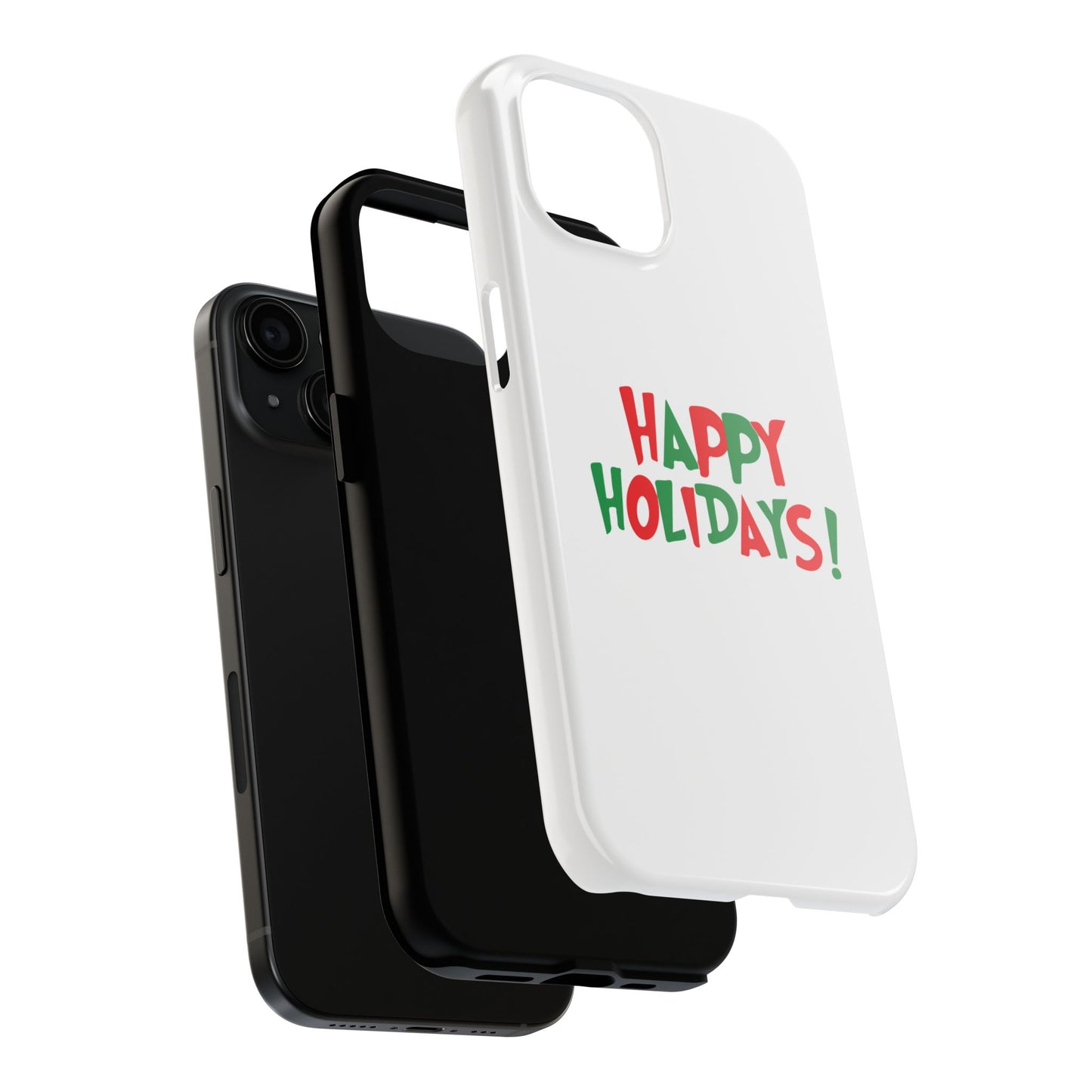 Happy Holidays phone case | Christmas holiday text design, tough phone case