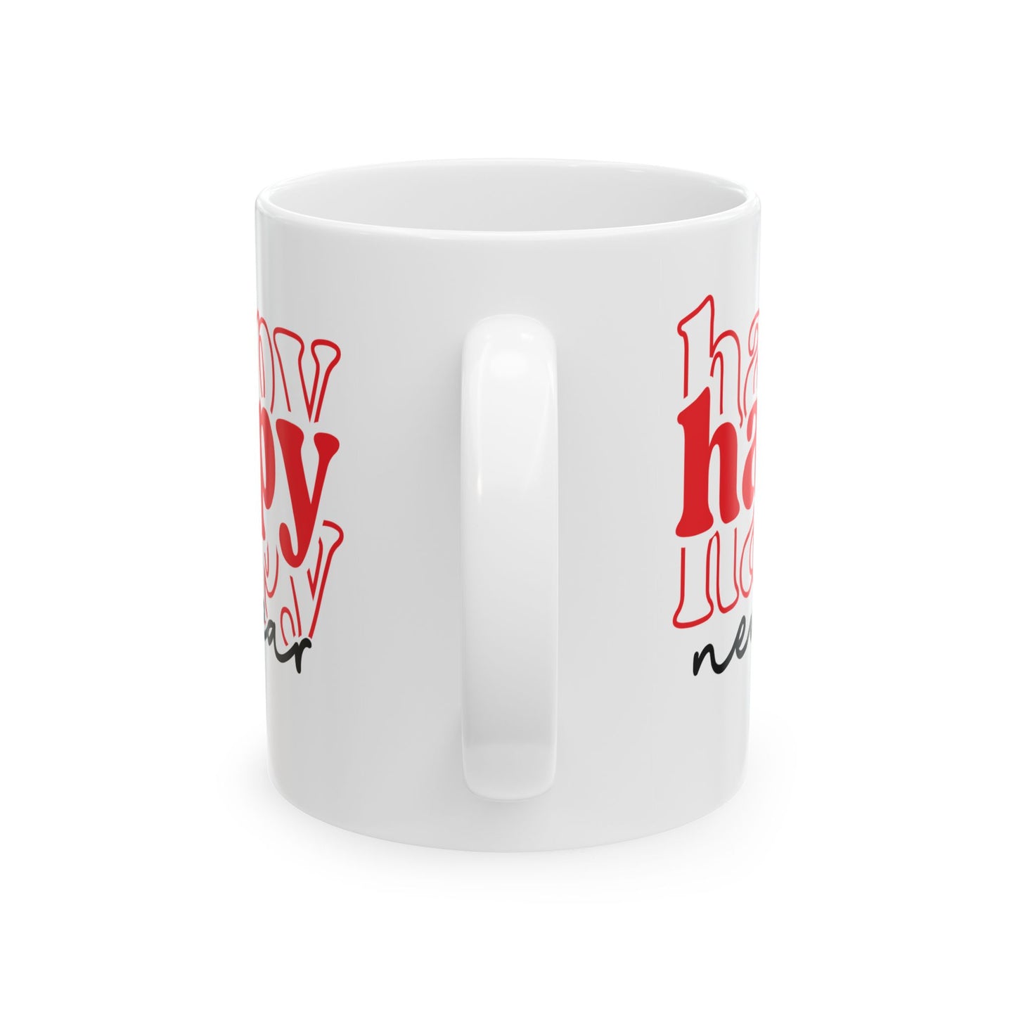 Happy New Year typography mug | Ceramic Coffee Cup 11oz 15oz