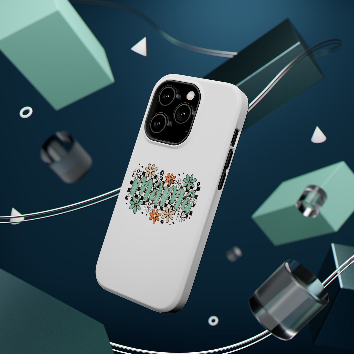Mama floral checkerboard phone case | Magnetic impact-resistant case