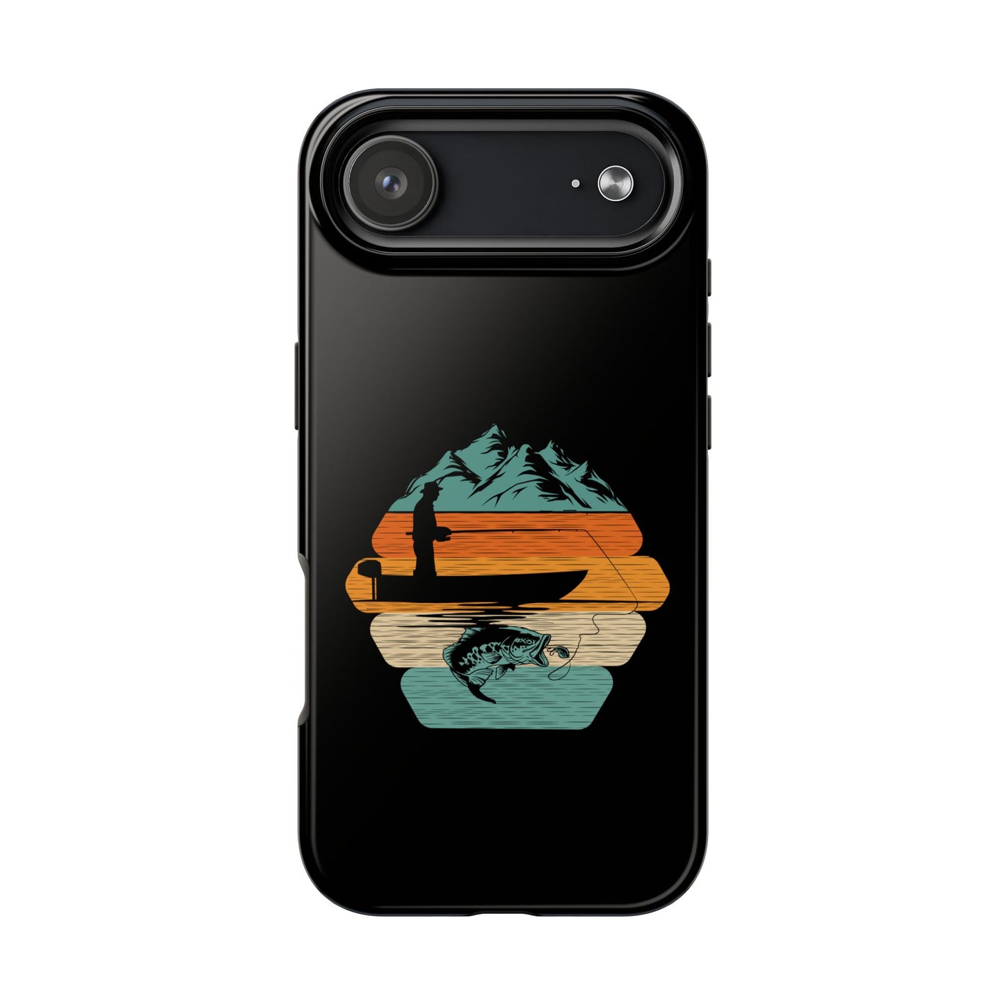 Retro Fishing Sunset Phone Case | Bass Boat Angler Design
