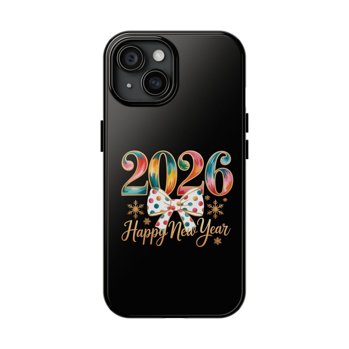 2026 Happy New Year Phone Case | Colorful Numbers, Polka Dot Bow, Sparkles