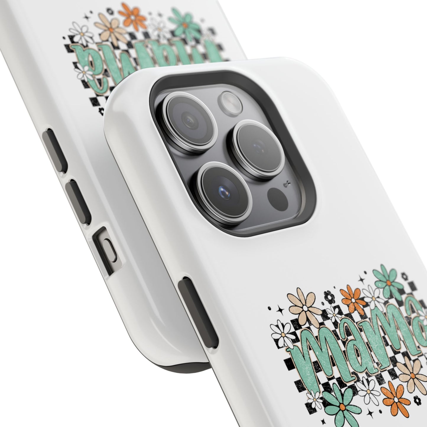 Mama floral checkerboard phone case | Magnetic impact-resistant case