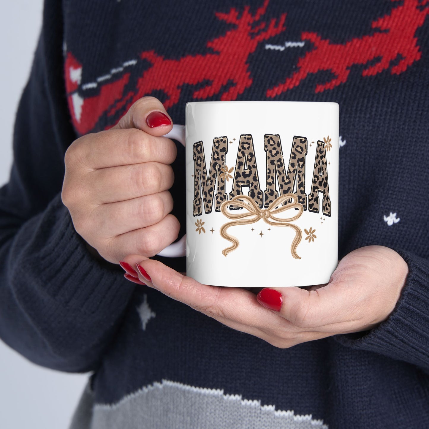 Mama Leopard Print Typography Mug | Ceramic Coffee Cup 11oz 15oz