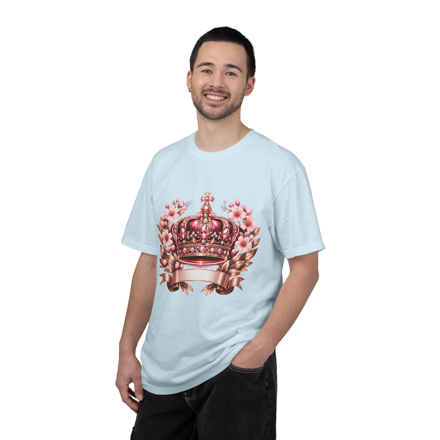 Pink Floral Crown T-Shirt — Royal Blossom Graphic Tee