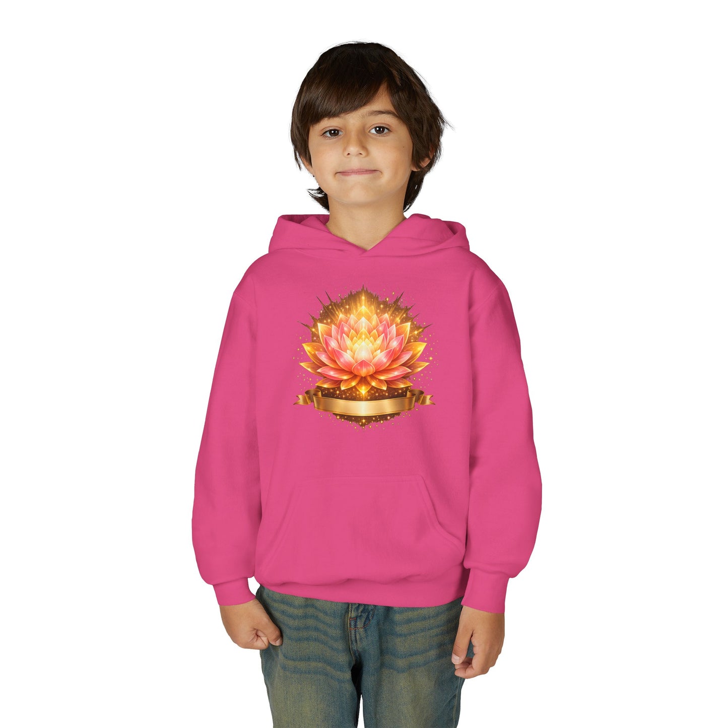 Youth Hoodie — Golden Lotus Meditation Graphic