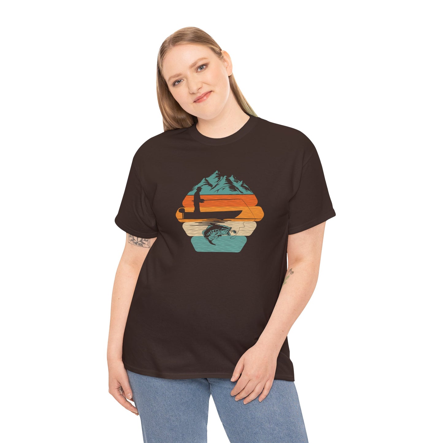Retro Mountain Surf Tee — Vintage Sunset Waves Nature T-Shirt