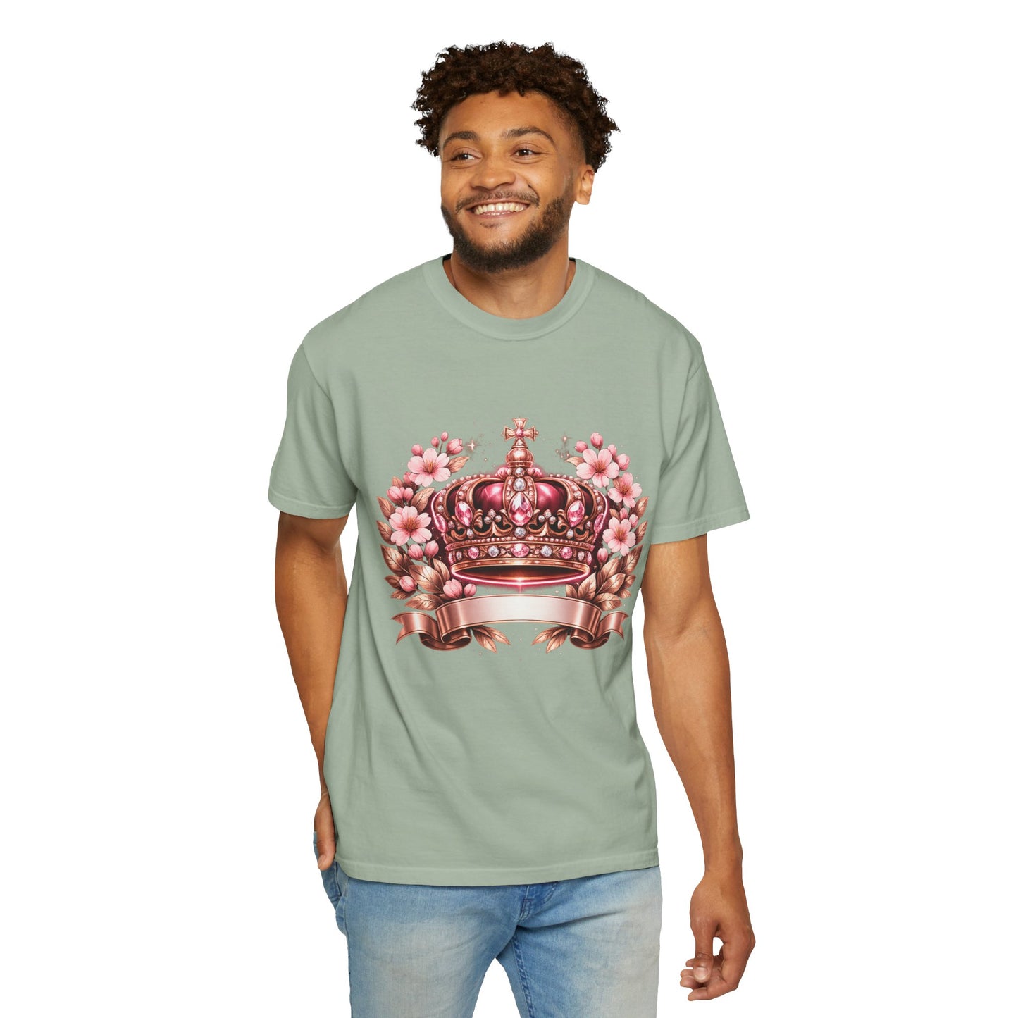 Pink Floral Crown T-Shirt — Royal Blossom Graphic Tee