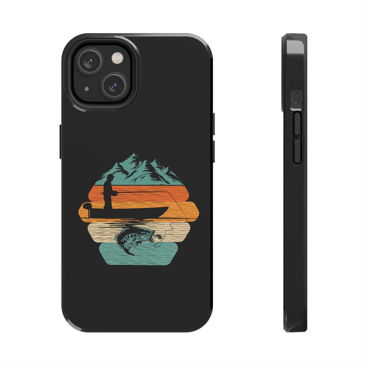 Retro Fishing Sunset Phone Case | Bass Boat Angler Design