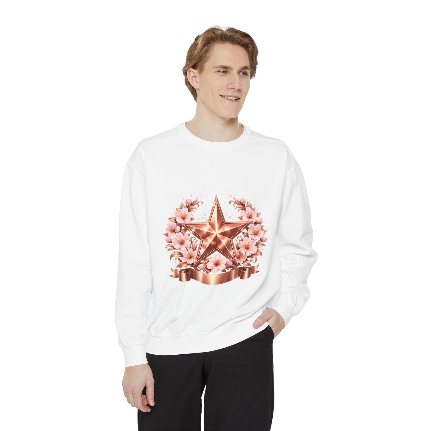 Rose Gold Star Floral Sweatshirt