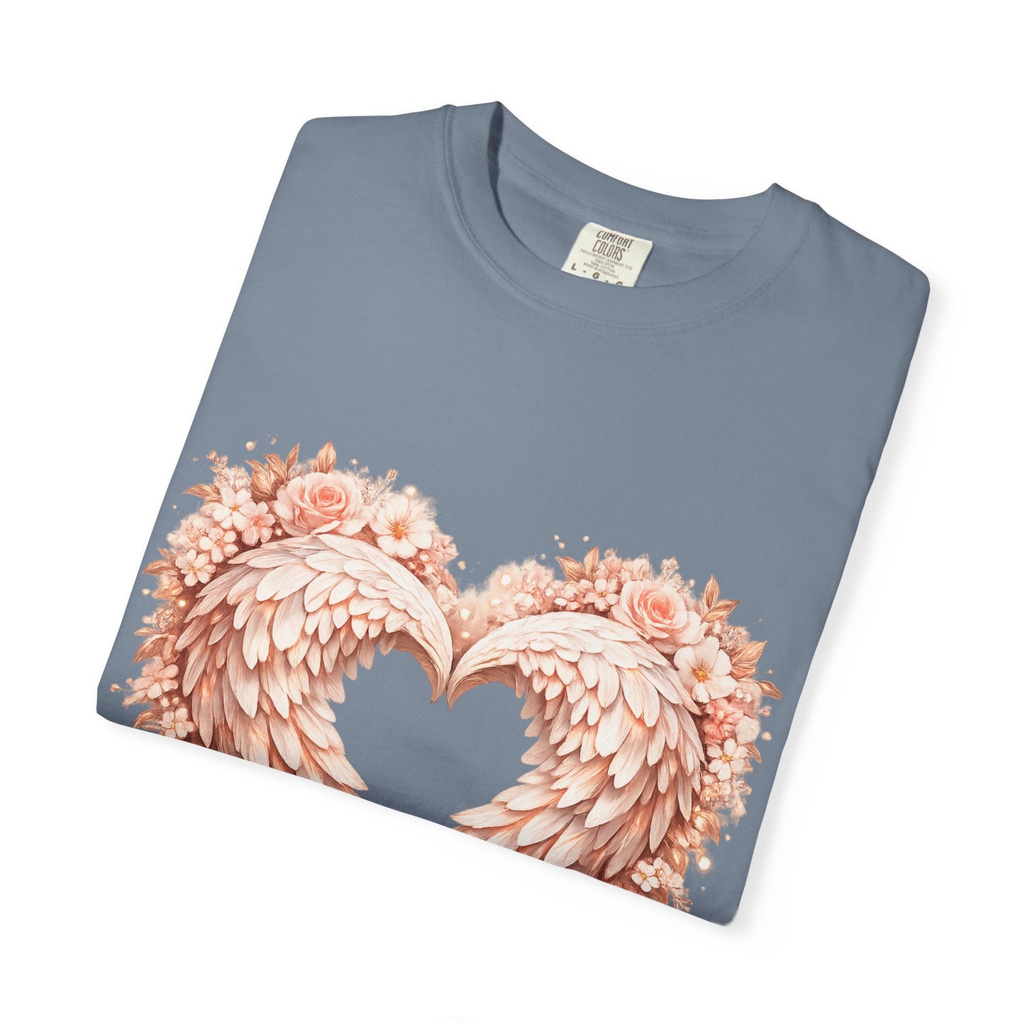 Angel Wing Heart T-Shirt — Floral Ribbon Love Graphic Tee
