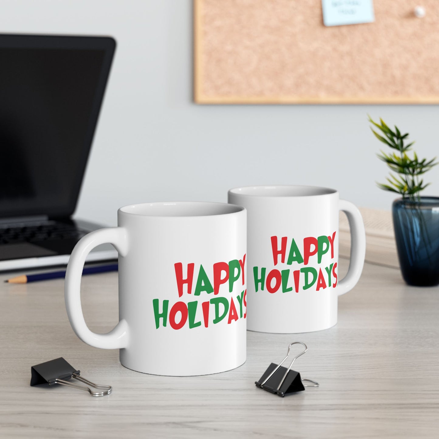 Happy Holidays Mug | Christmas Red Green Holiday Ceramic Mug