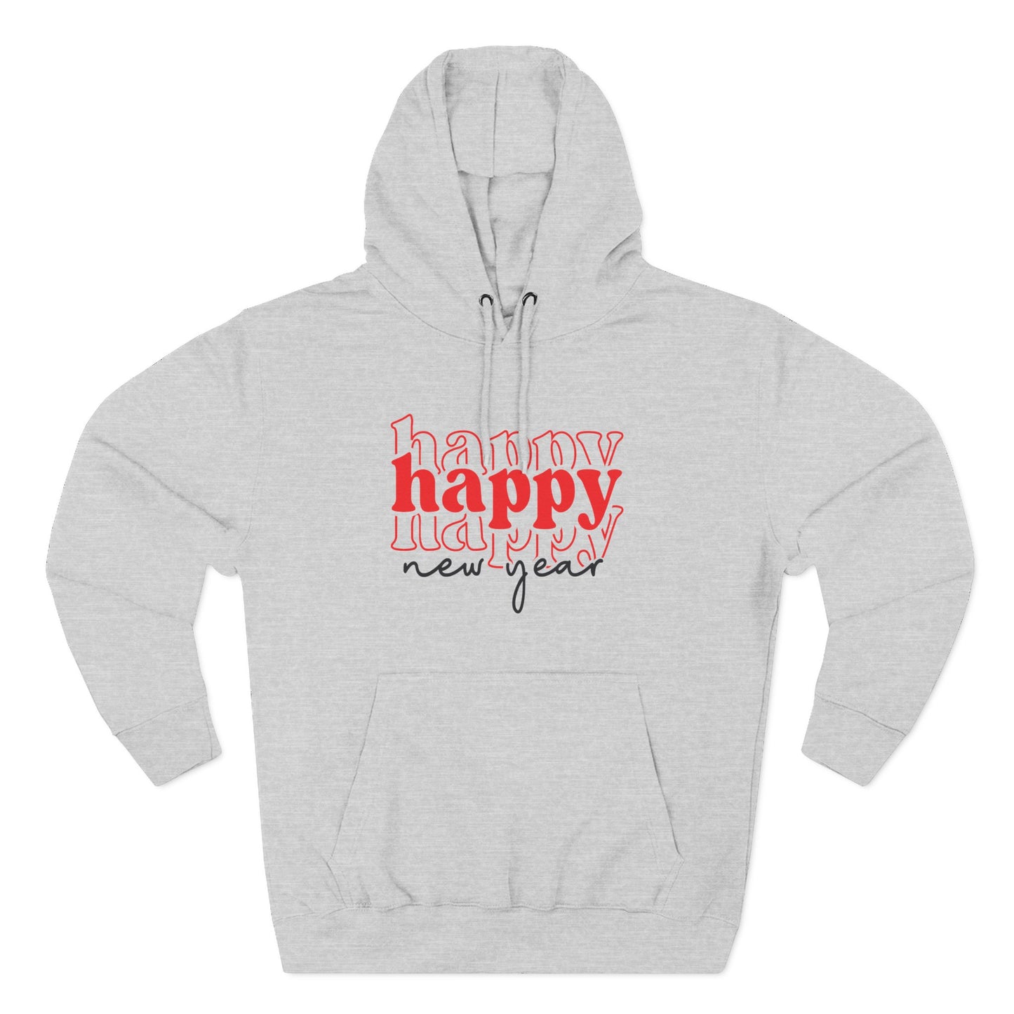 Happy New Year Hoodie — Layered 'happy' Graphic Fleece Pullover