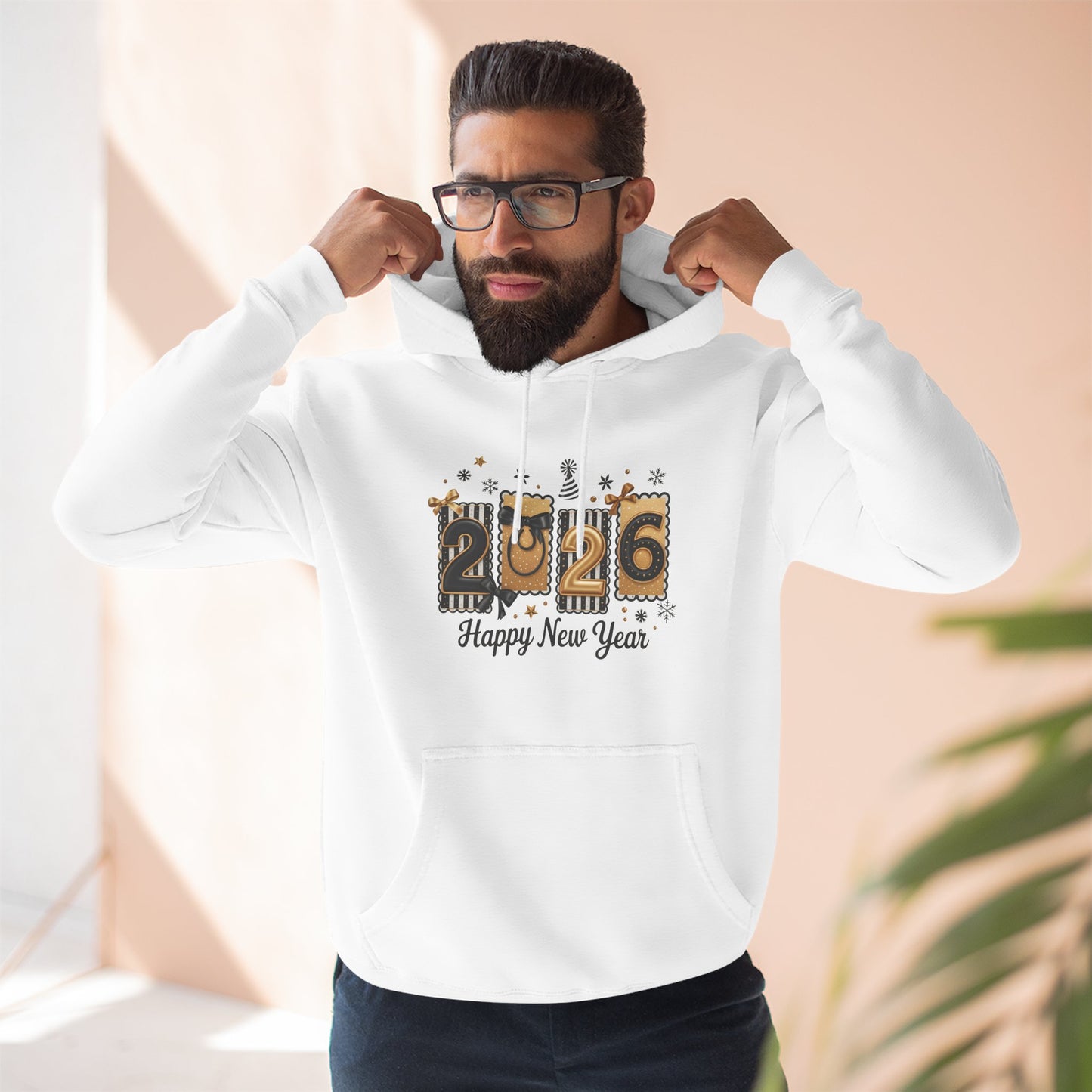 2026 Happy New Year Hoodie — Festive Gold Countdown Pullover