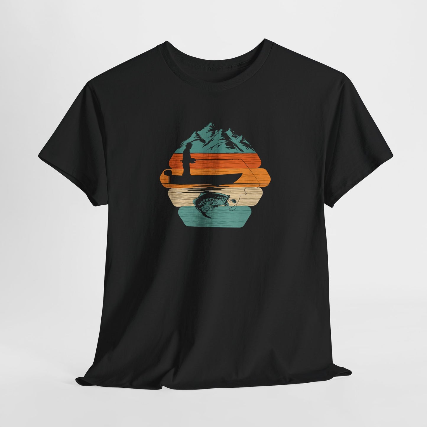 Retro Mountain Surf Tee — Vintage Sunset Waves Nature T-Shirt