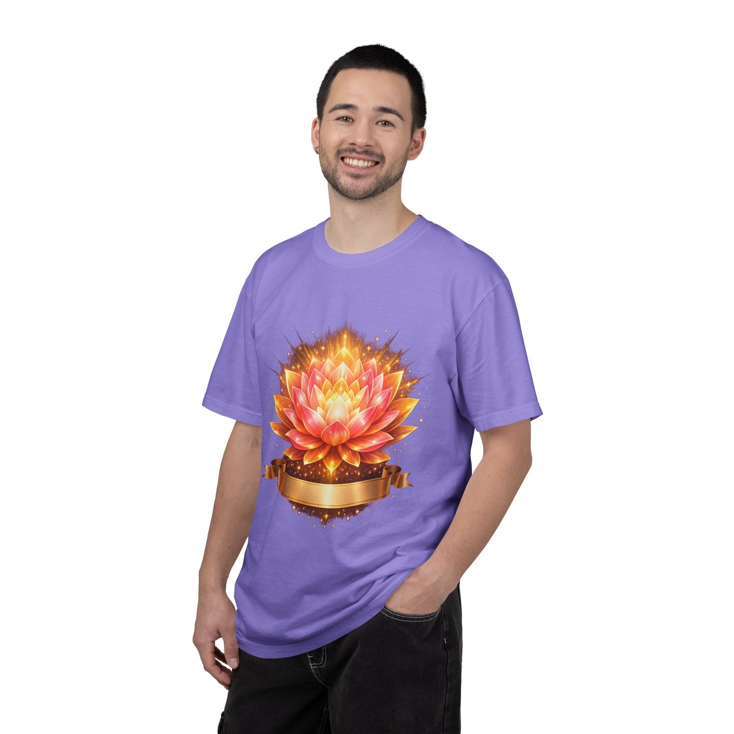 Lotus Bloom Graphic T-Shirt — Golden Floral Mandala Tee