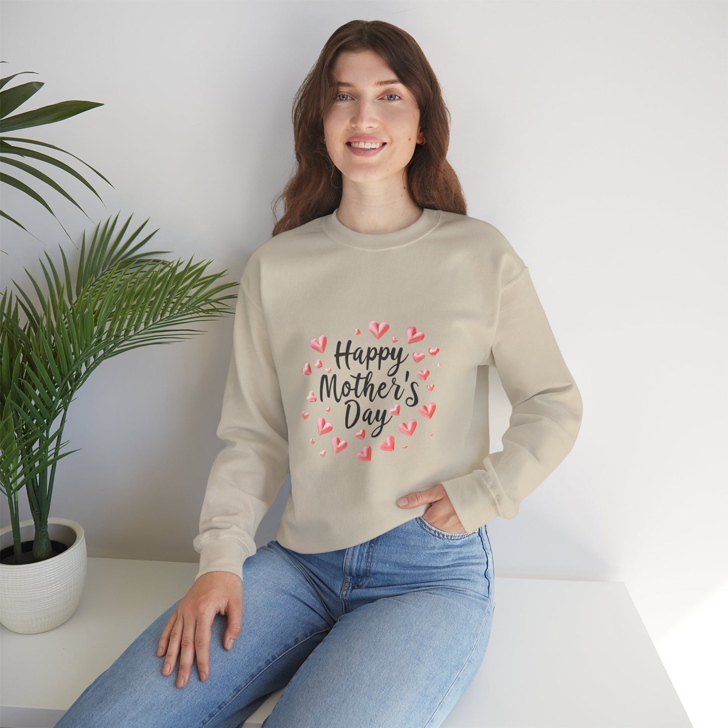 Happy Mother's Day Hearts Crewneck Sweatshirt | Mother's Day Pullover