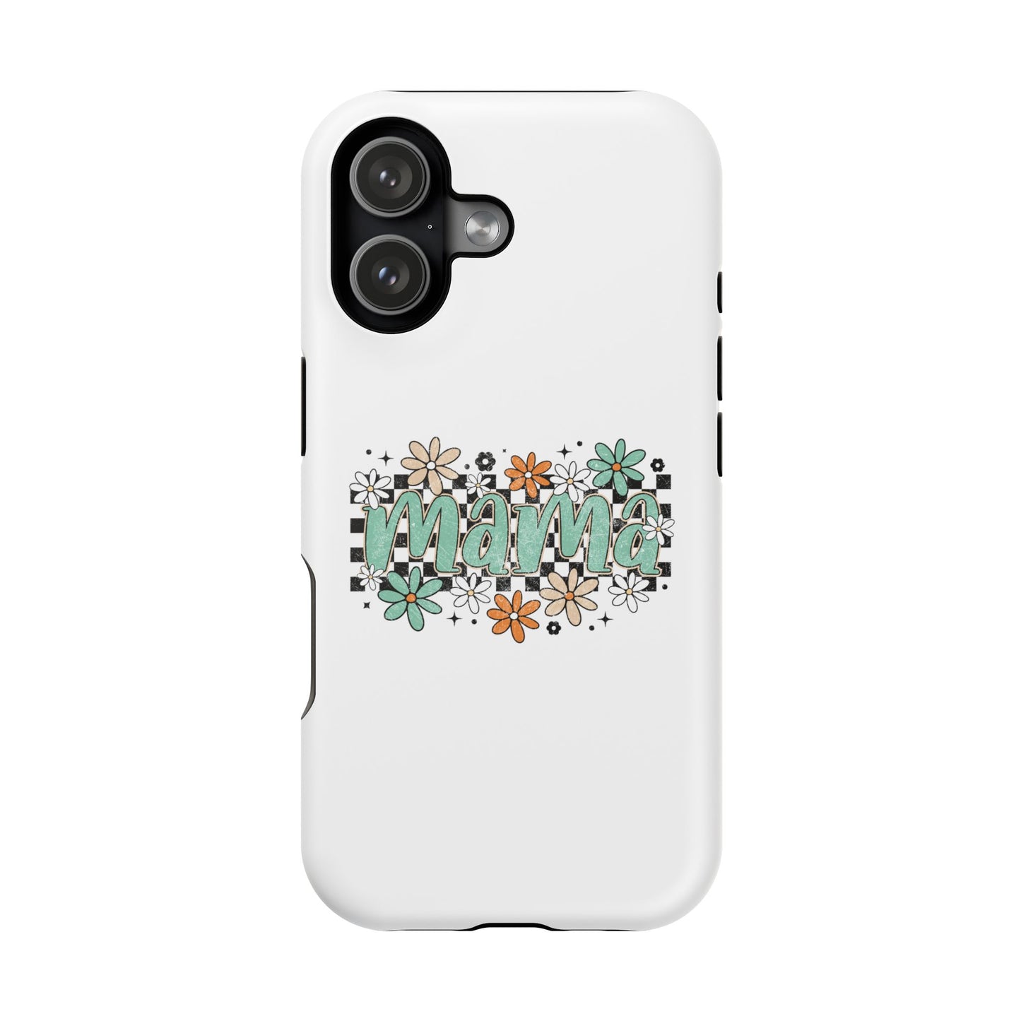 Mama floral checkerboard phone case | Magnetic impact-resistant case