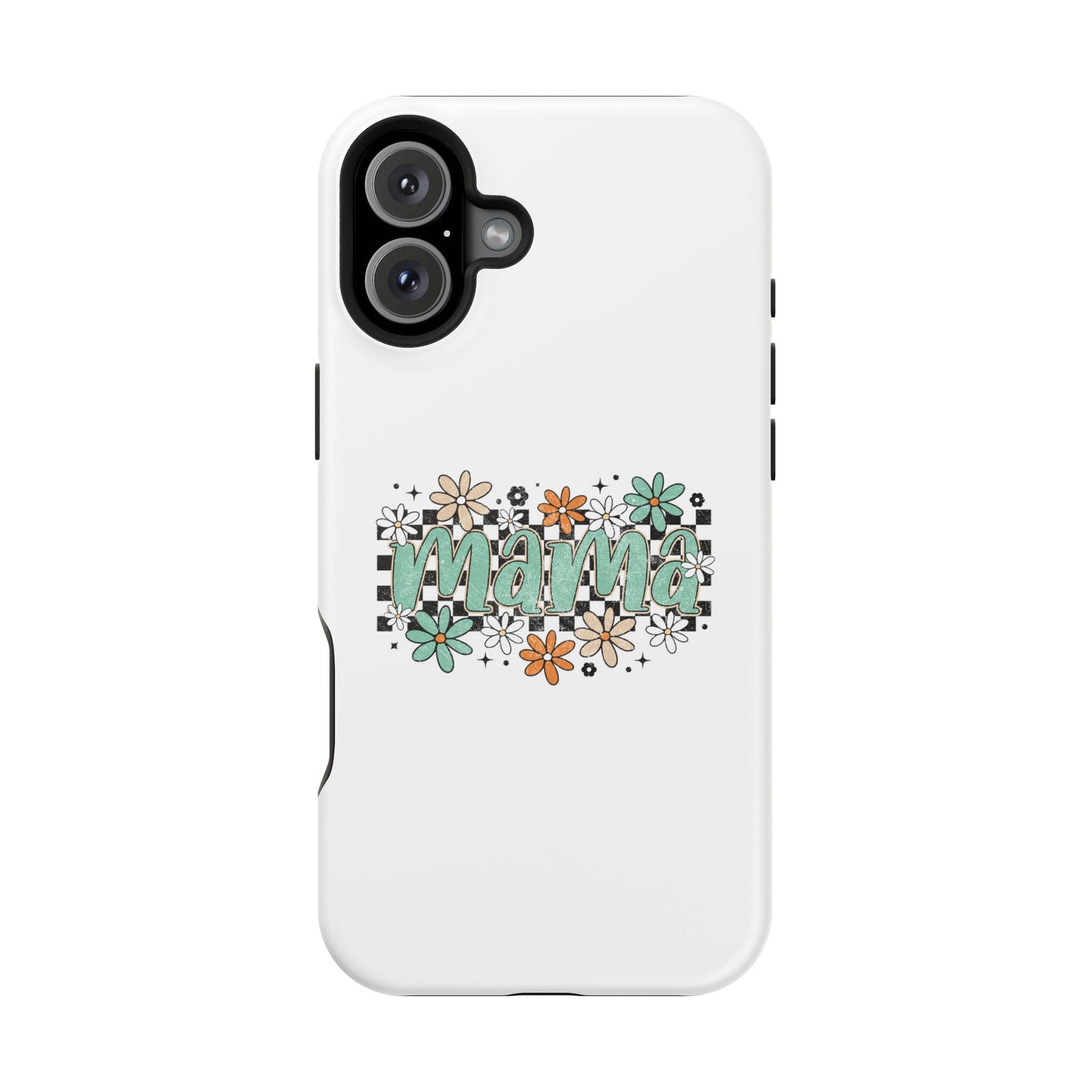 Mama floral checkerboard phone case | Magnetic impact-resistant case