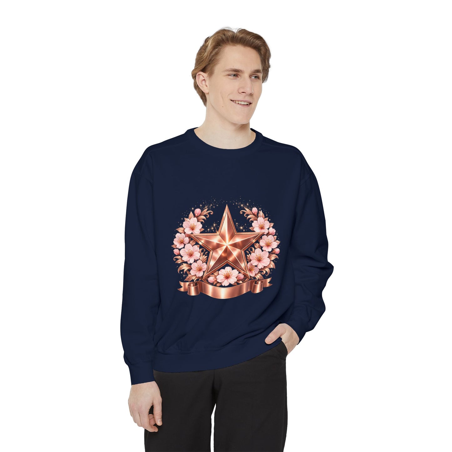 Rose Gold Star Floral Sweatshirt