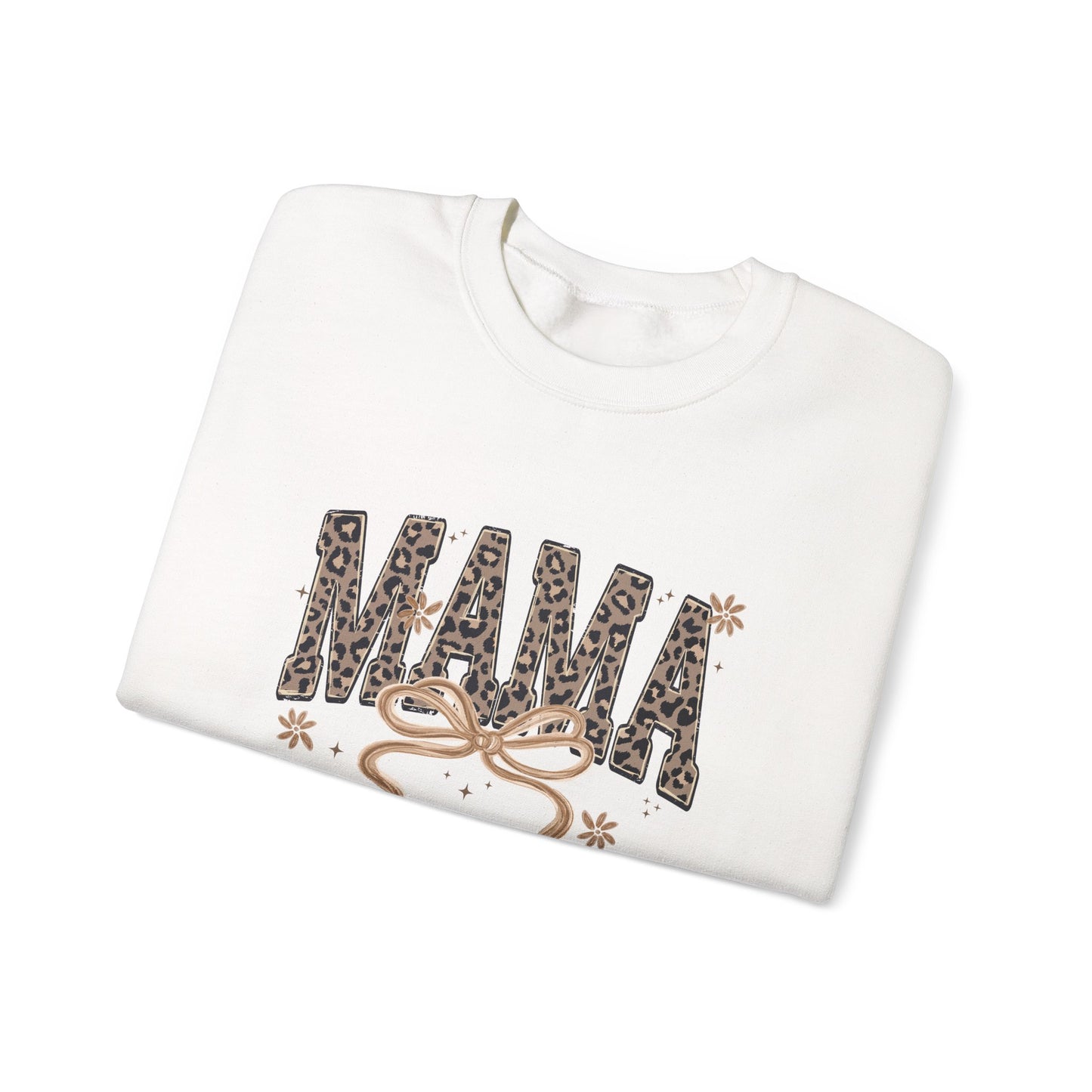 Mama Leopard Print Ribbon Sweatshirt | Mom Typography Crewneck