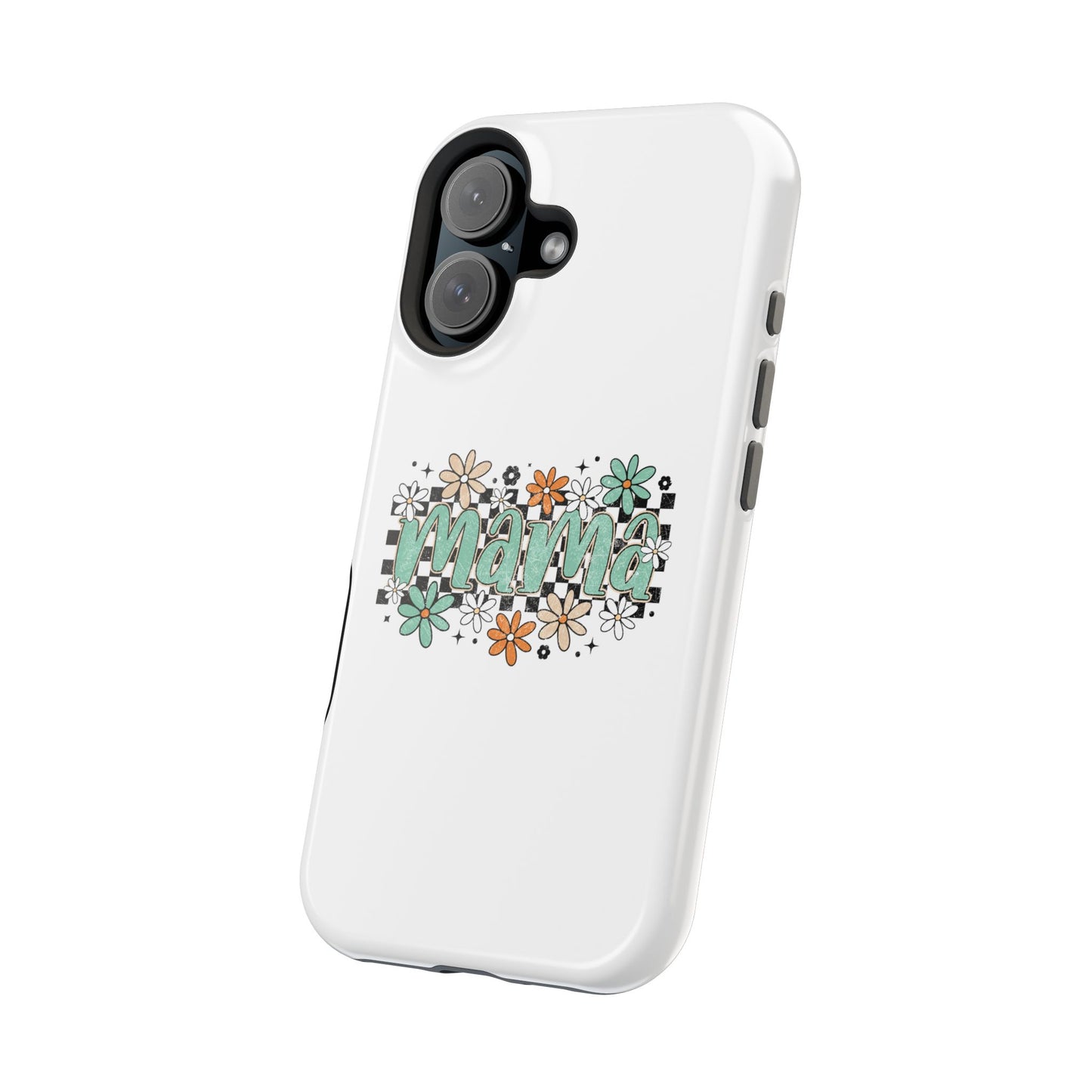 Mama floral checkerboard phone case | Magnetic impact-resistant case