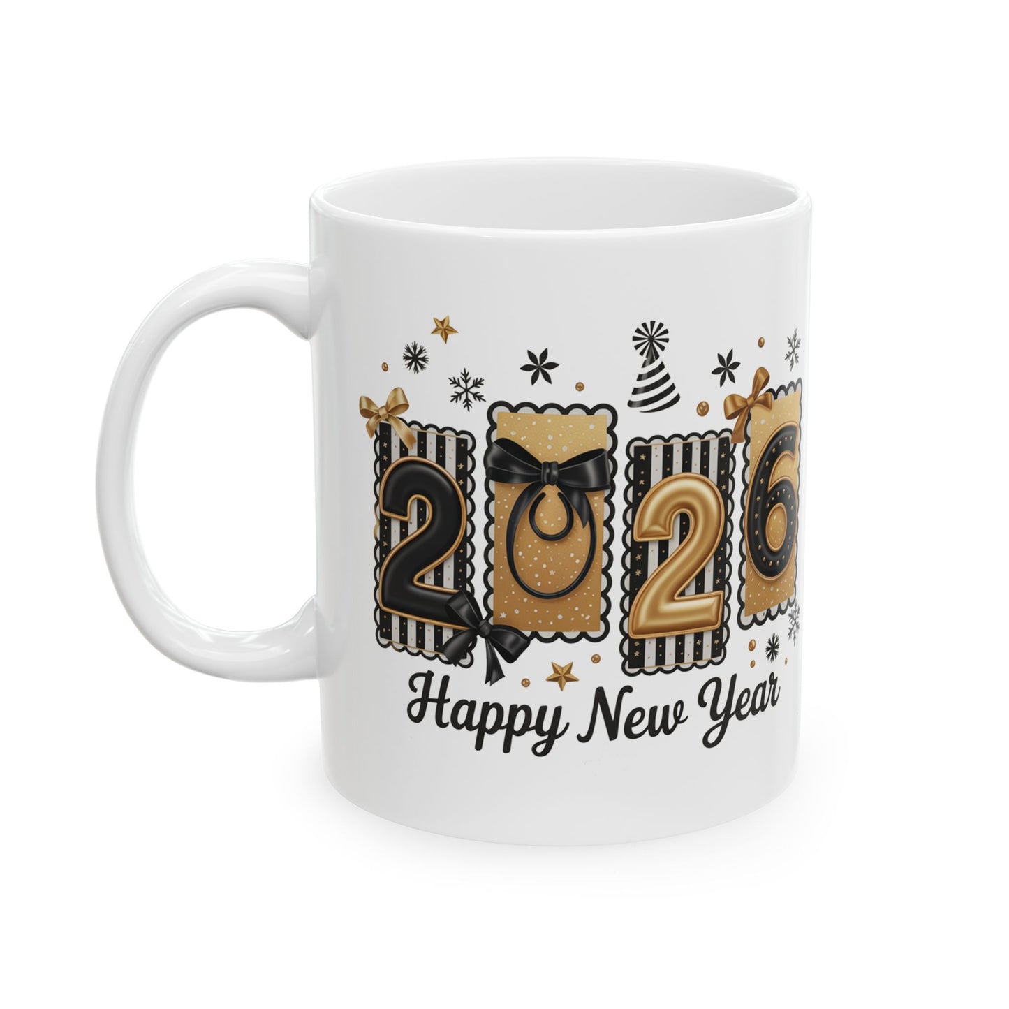 Happy New Year 2026 Mug | Champagne Gold Celebration Ceramic Mug